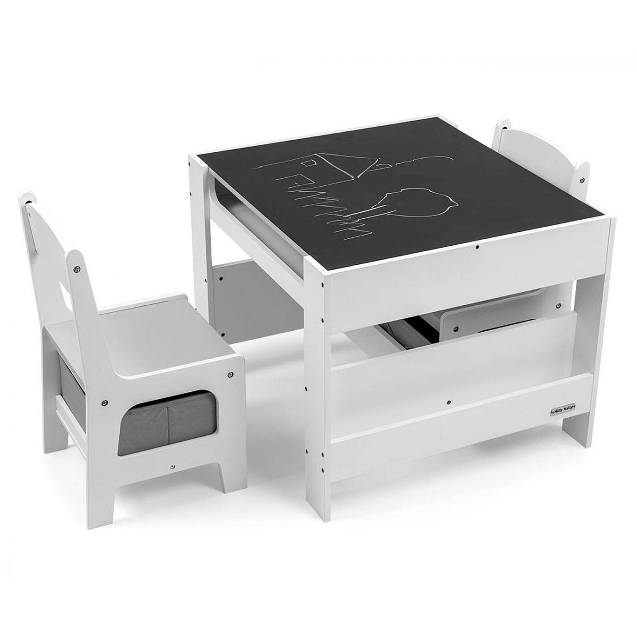 Voir la diapositive 3 : MILLY MALLY Ensemble de mobilier pour enfants : Table et chaises SVEN en blanc