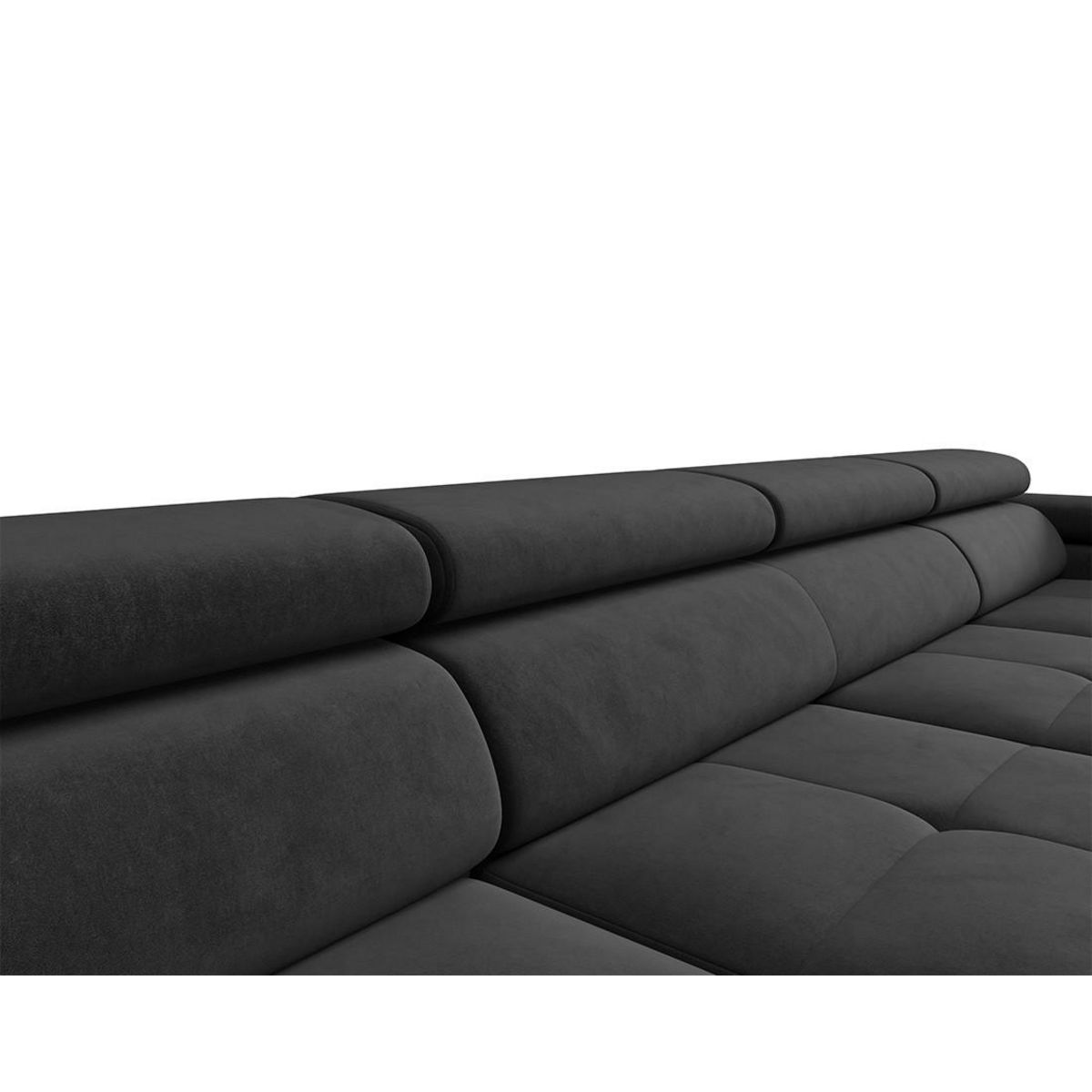 BEST MOBILIER Ayden - canapé panoramique en u 7 places convertible avec coffre et têtières réglables en tissu