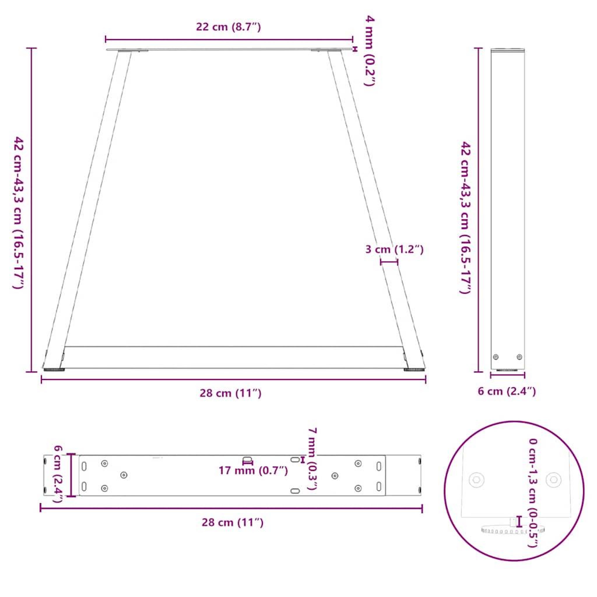Voir la diapositive 6 : VIDAXL Pieds de table a manger en forme de V 2 pcs anthracite acier