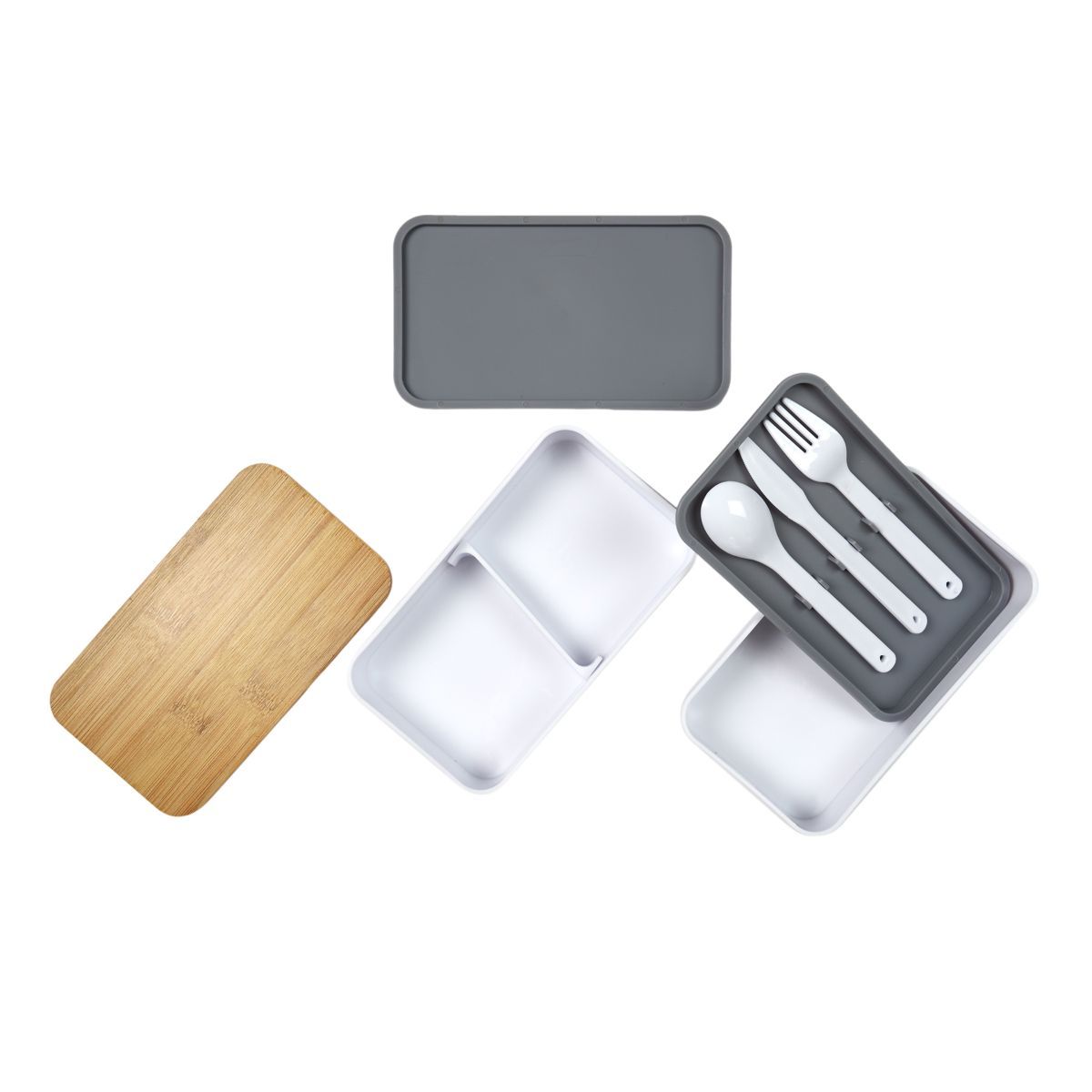 Lunch box 2 niveaux avec couverts