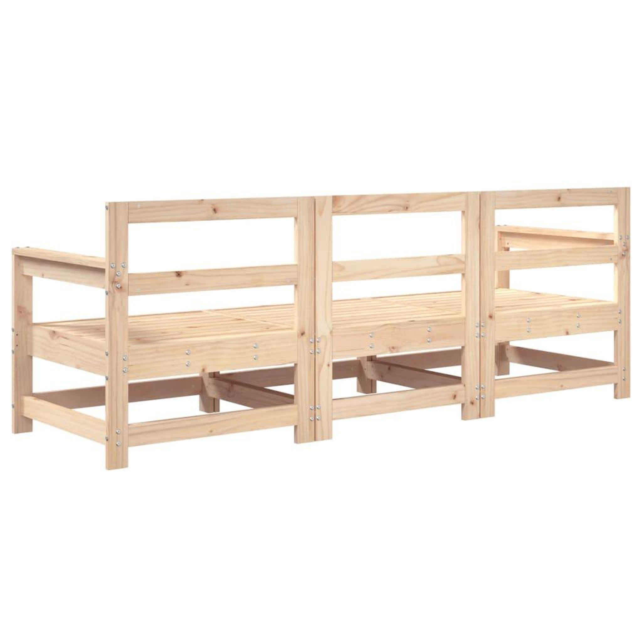 Voir la diapositive 3 : VIDAXL Salon de jardin 3 pcs bois massif de pin