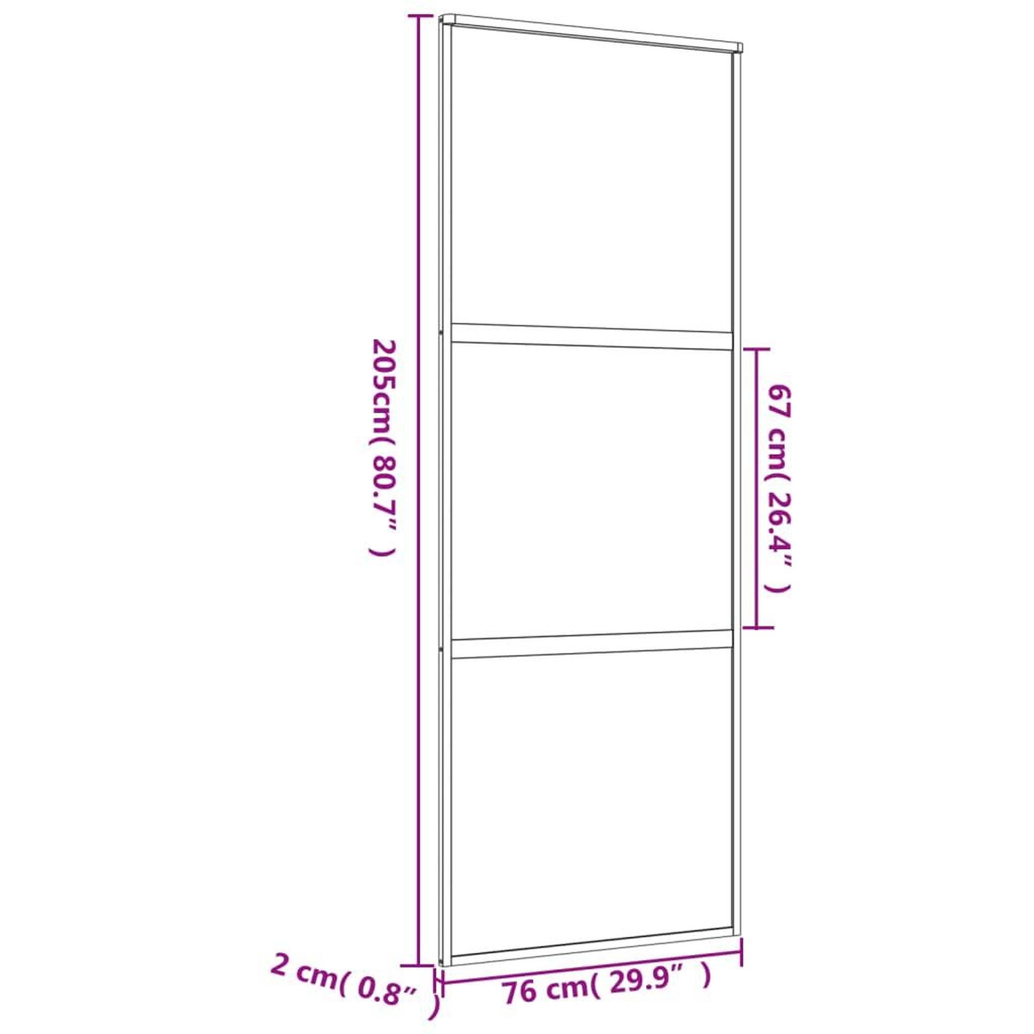 Voir la diapositive 6 : VIDAXL Porte coulissante dore 76x205 cm verre ESG clair et aluminium