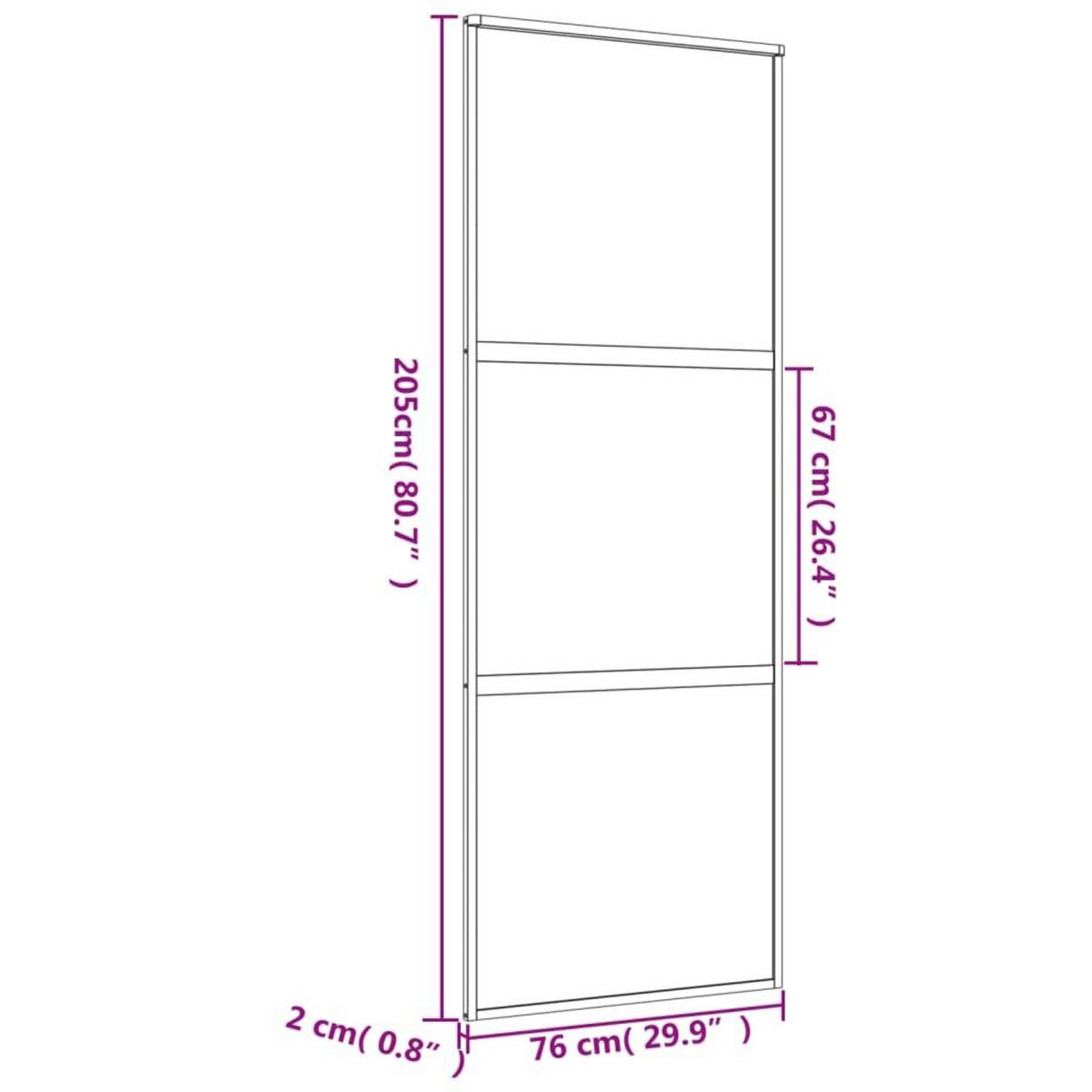 VIDAXL Porte coulissante dore 76x205 cm verre ESG clair et aluminium
