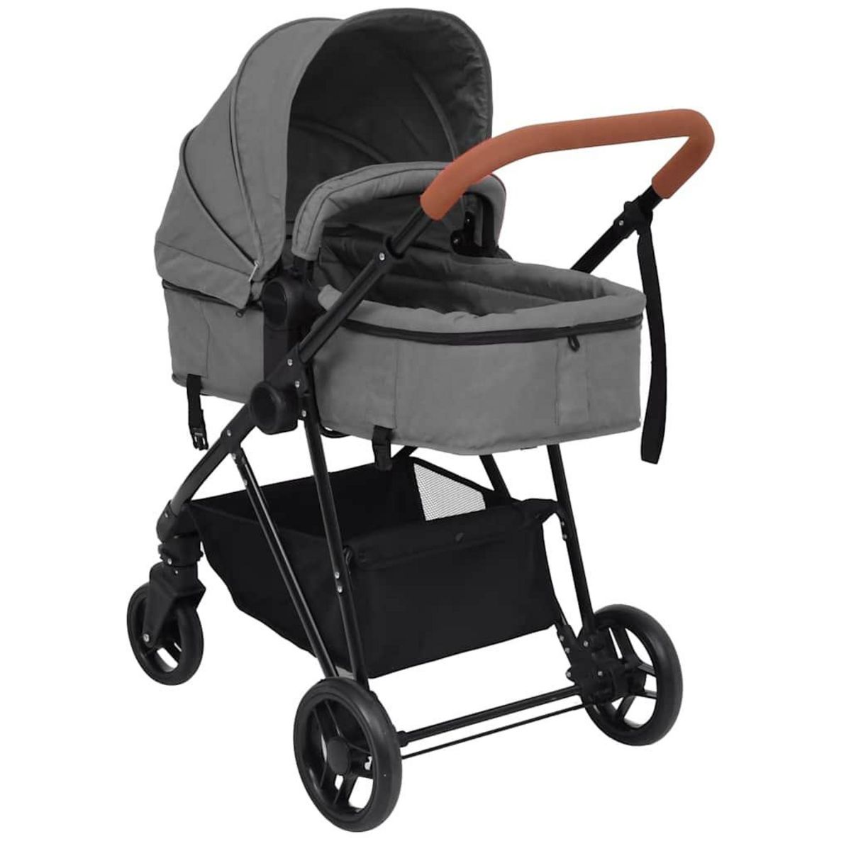 VIDAXL Poussette pour bebe 2-en-1 Gris clair et noir Acier