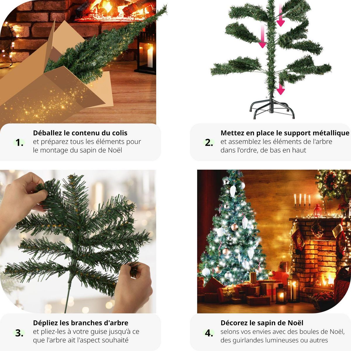 tectake Sapin de Noël artificiel 180 cm vert vert