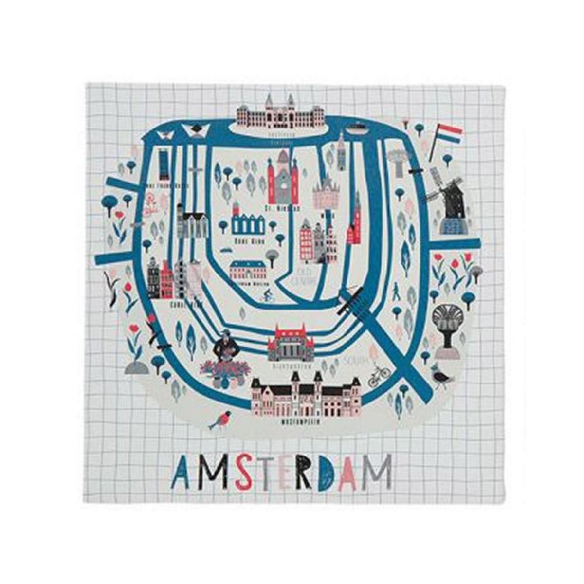 OSTARIA Ensemble de 4 tableaux sur toile imprimée 28x28 cm Capital map