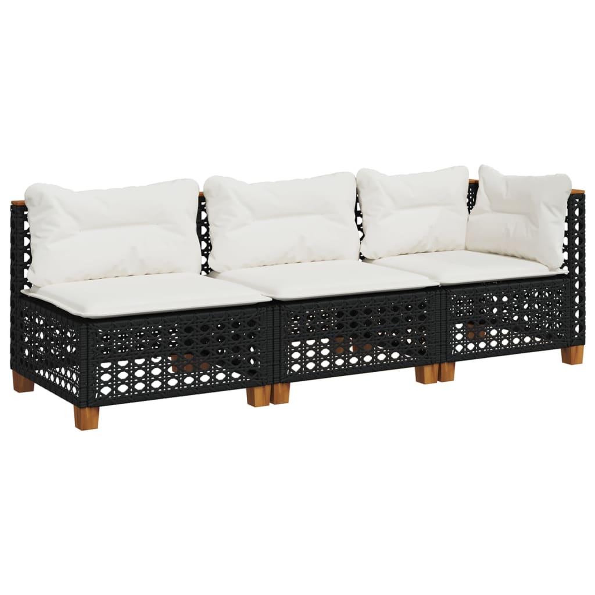 Voir la diapositive 2 : VIDAXL Canape de jardin avec coussins 3 places noir resine tressee