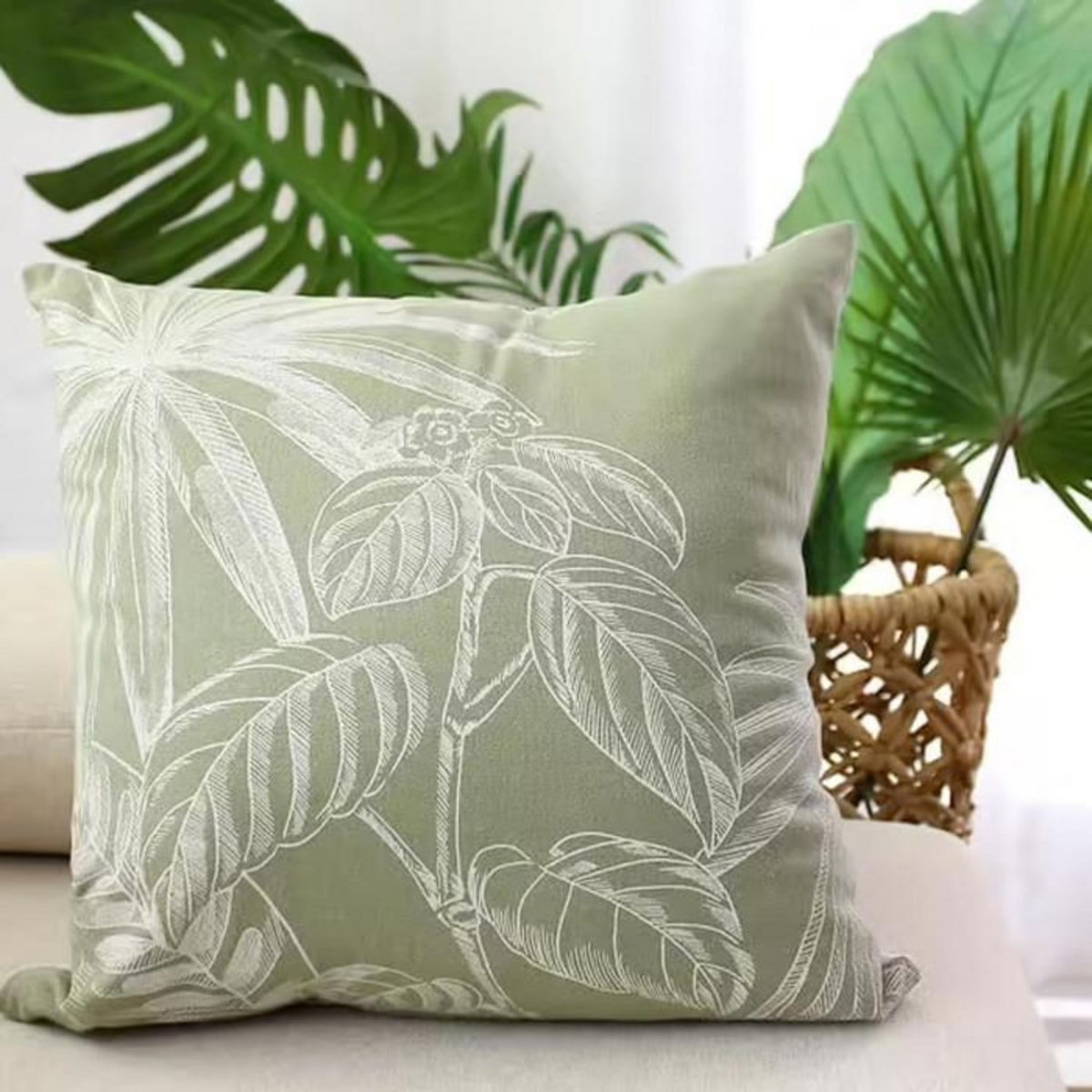 Paris Prix Coussin Déco Imprimé  Mambo  40x40cm Vert Olive