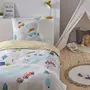 FUTURE HOME Parure de lit enfant en coton 57 fils imprimé gris et curry 140x200cm