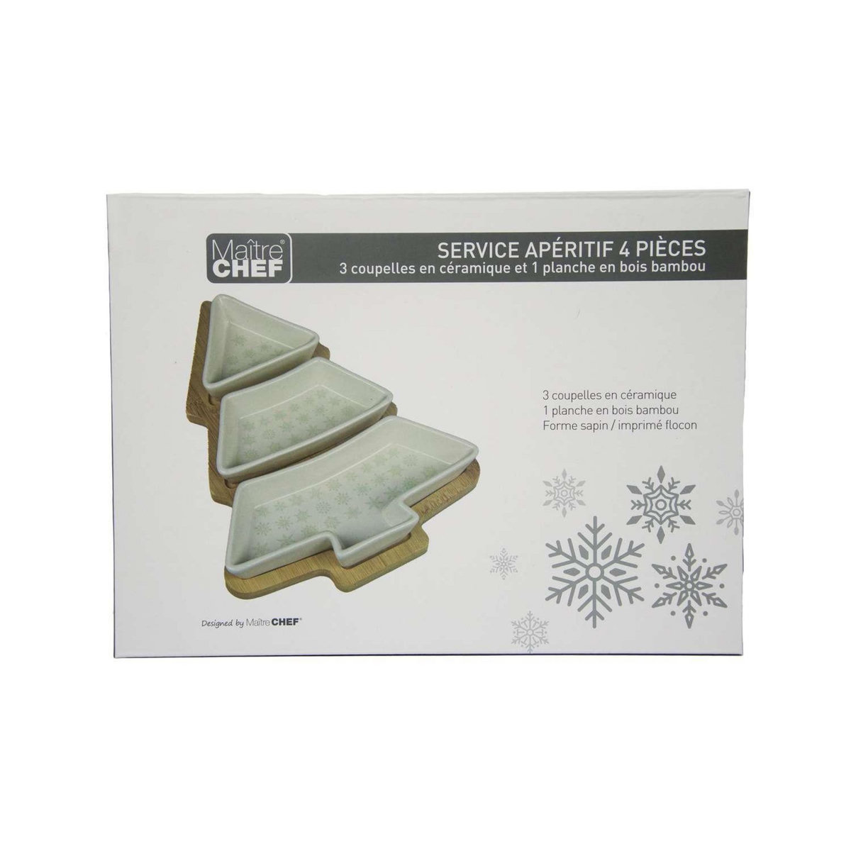 TOILINUX Set apéritif de Noël 4 pièces - Blanc