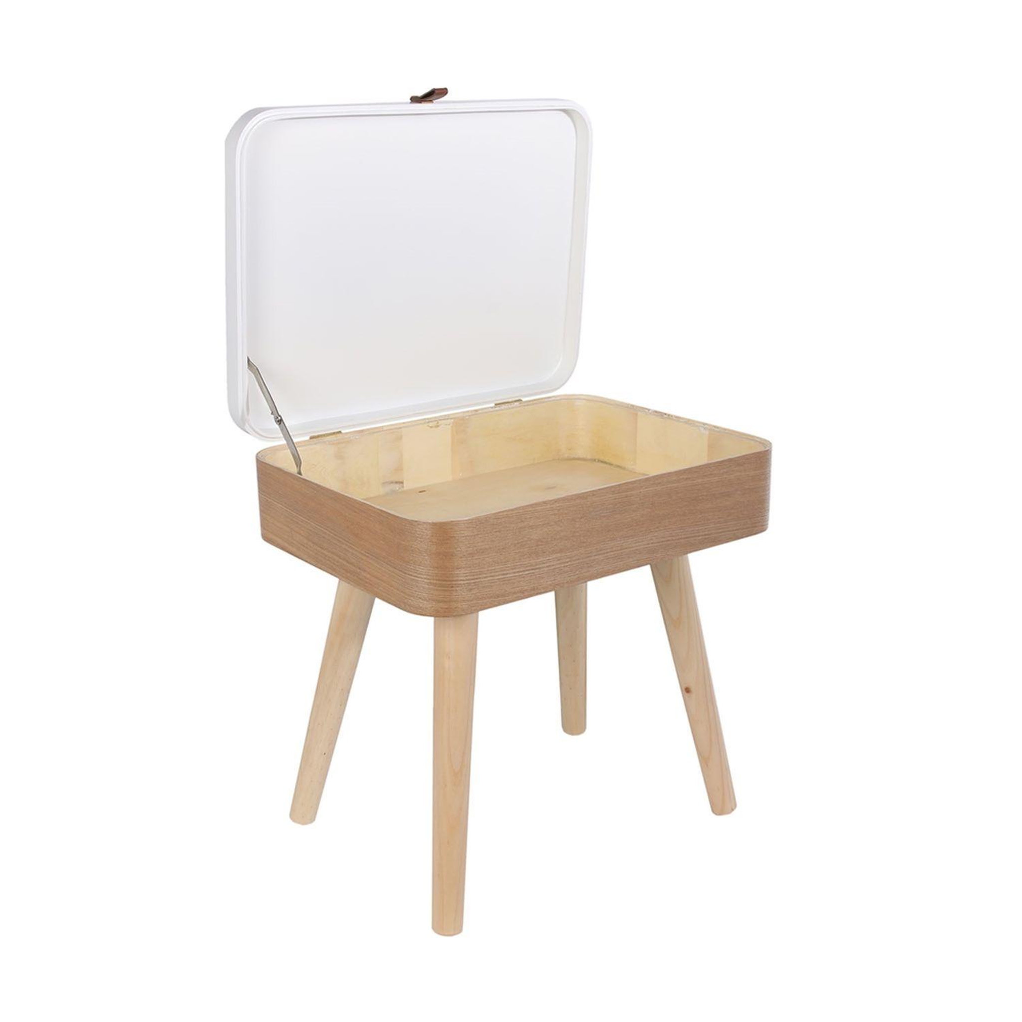 Voir la diapositive 3 : The Home Deco Factory Table de chevet vintage elin - l. 40 x h. 54 cm - blanc
