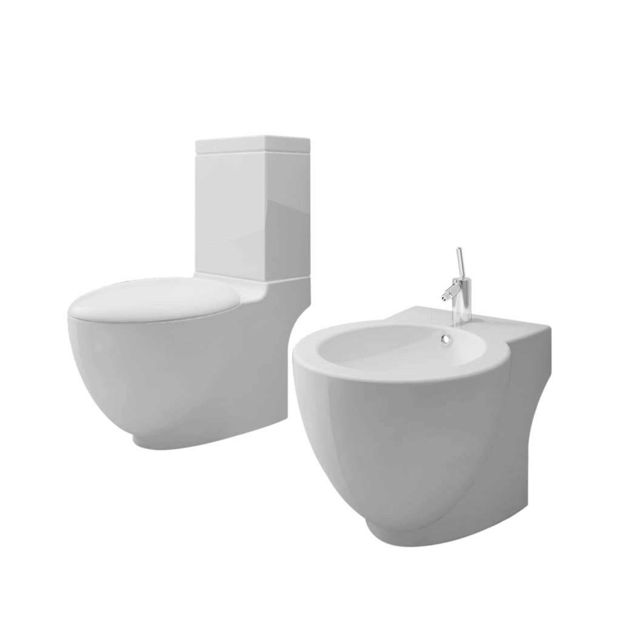 VIDAXL Ensemble de bidet et toilette ceramique blanc