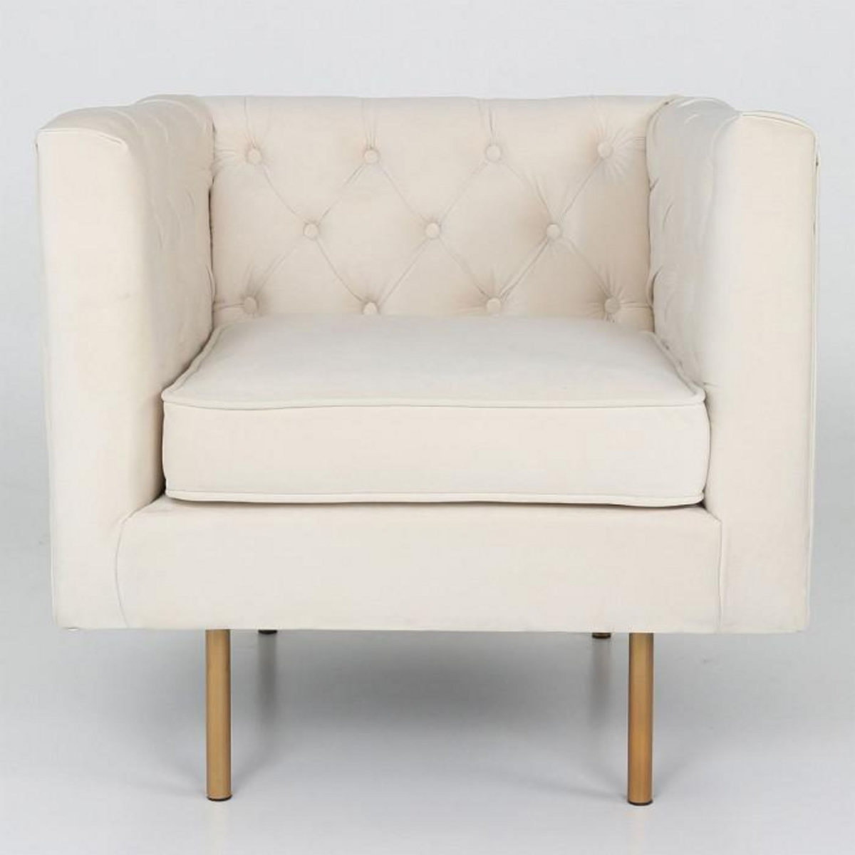 Paris Prix Fauteuil Design en Velours  Natacha  78cm Beige