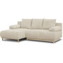 Voir la diapositive 3 : MARKET24 Canapé d'angle gauche convertible MIKA 3 places - Velours côtelé beige - Coffre de rangement - L218 x P98/145 x H84 cm