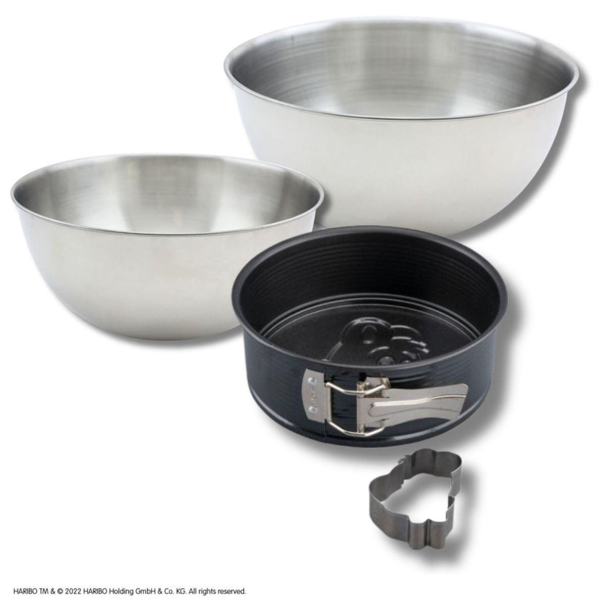 ZENKER Set pâtisserie avec mini moule à manqué 18 cm à charnière et emporte-pièce motif ourson, 2 bols à mixer et spatule Zenker