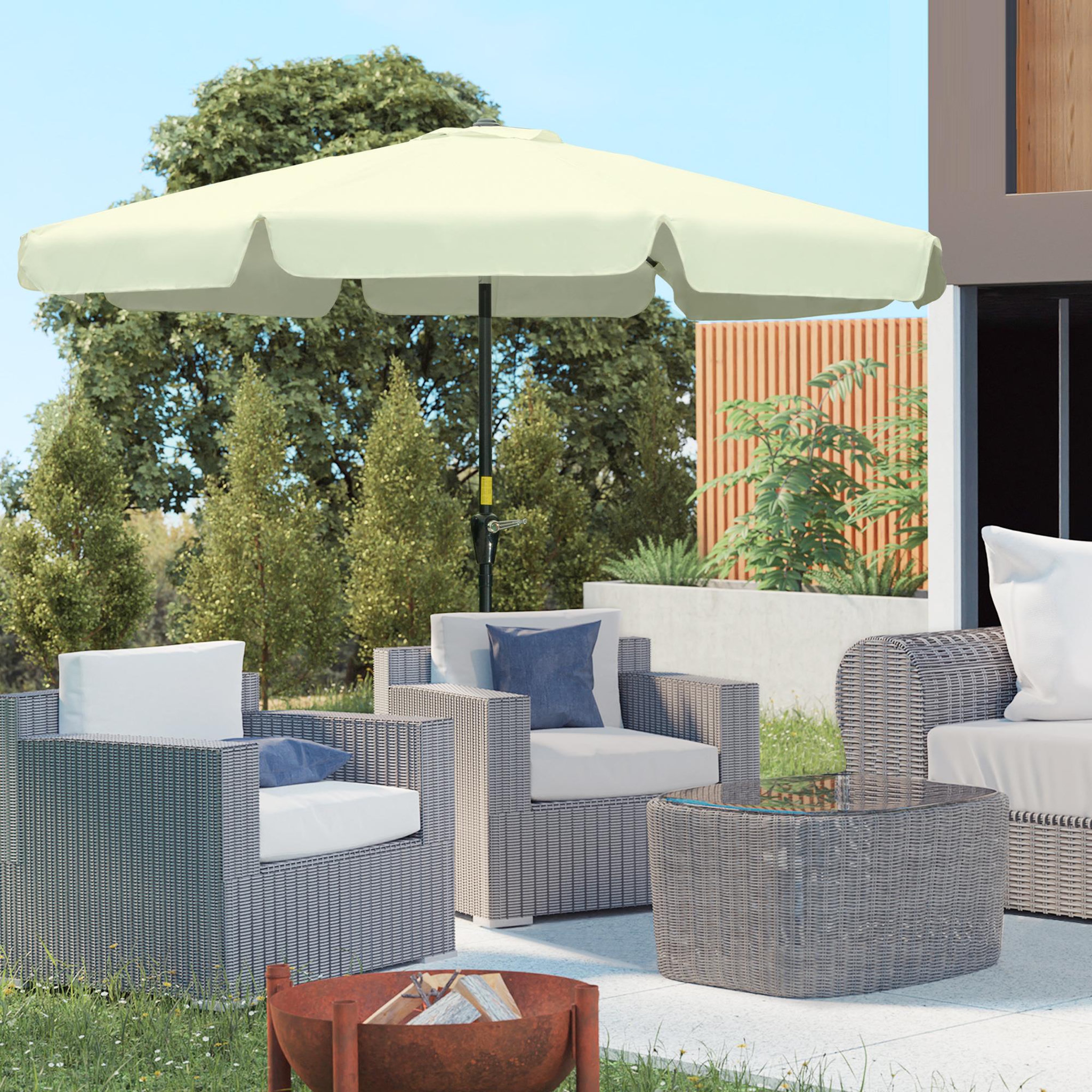 Voir la diapositive 2 : OUTSUNNY Parasol de jardin inclinable protection UV50+ polyester beige