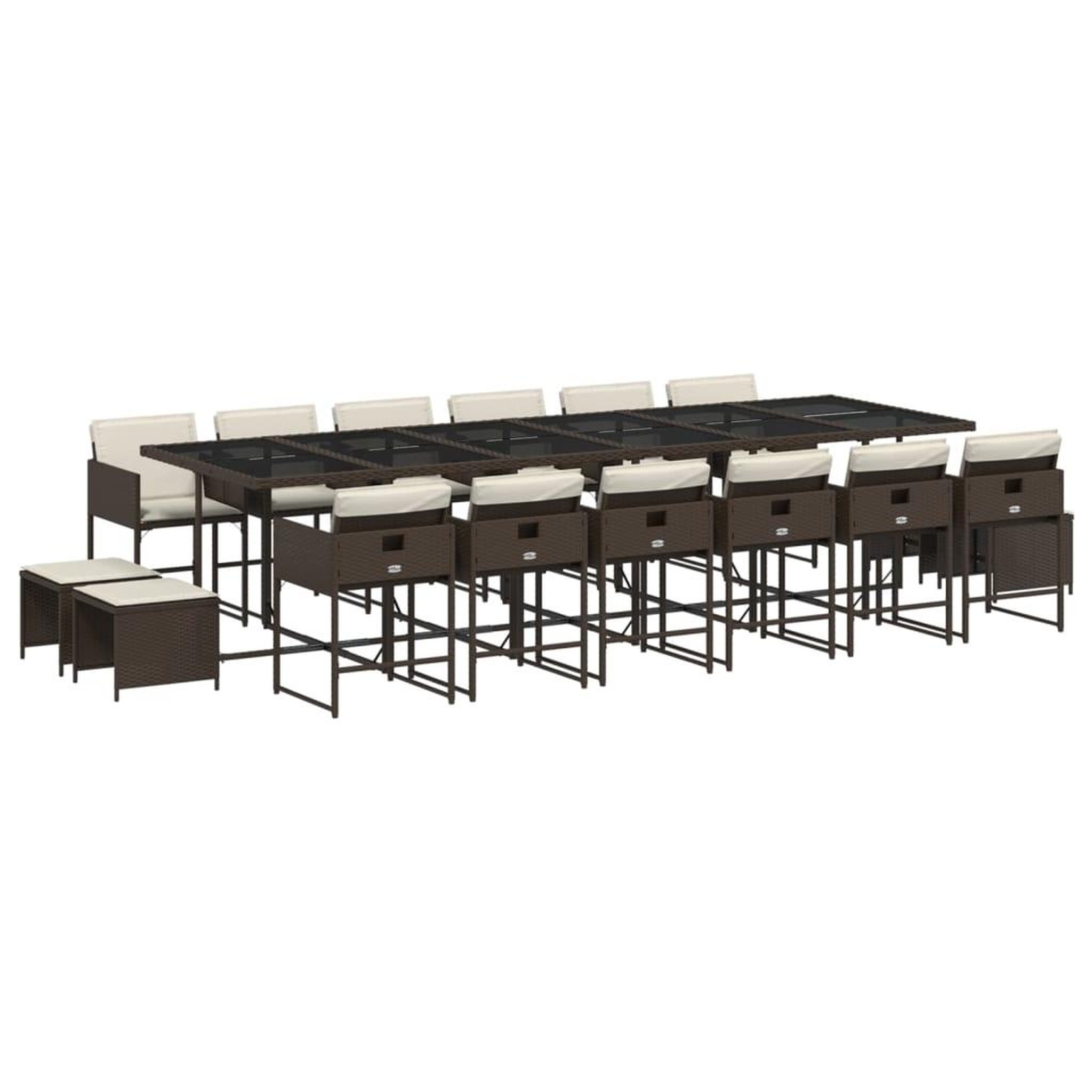 Voir la diapositive 2 : VIDAXL Ensemble a manger de jardin et coussins 17 pcs marron rotin