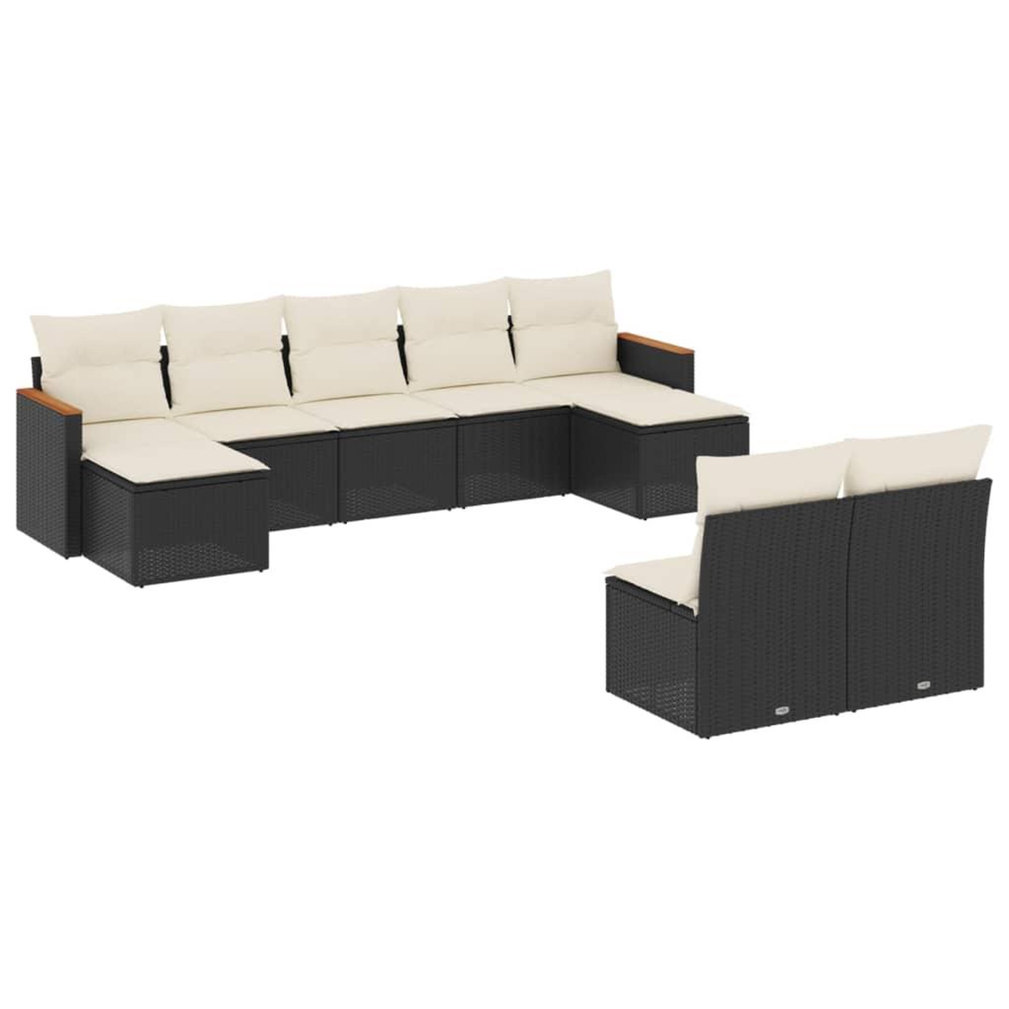 Voir la diapositive 2 : VIDAXL Salon de jardin 9 pcs avec coussins noir resine tressee