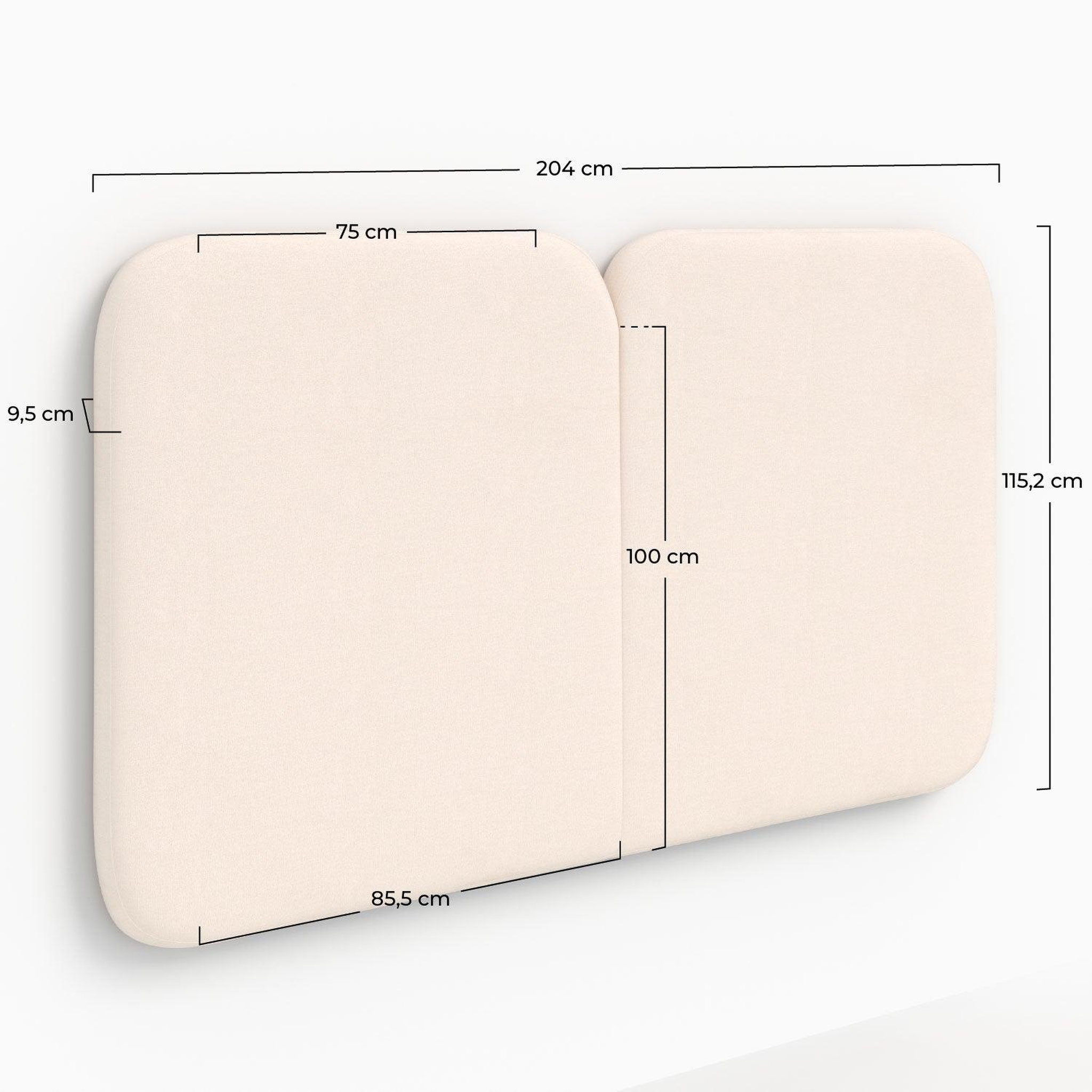 Voir la diapositive 4 : MAISON PAVANE Tête de lit en tissu blanc 160 cm-etna