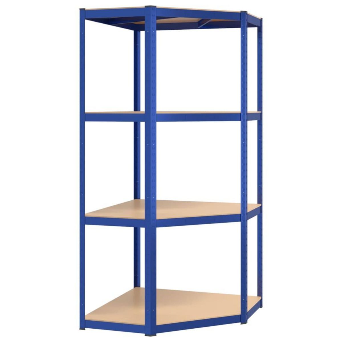 VIDAXL Etagere d'angle a 4 niveaux Bleu Acier et bois d'ingenierie