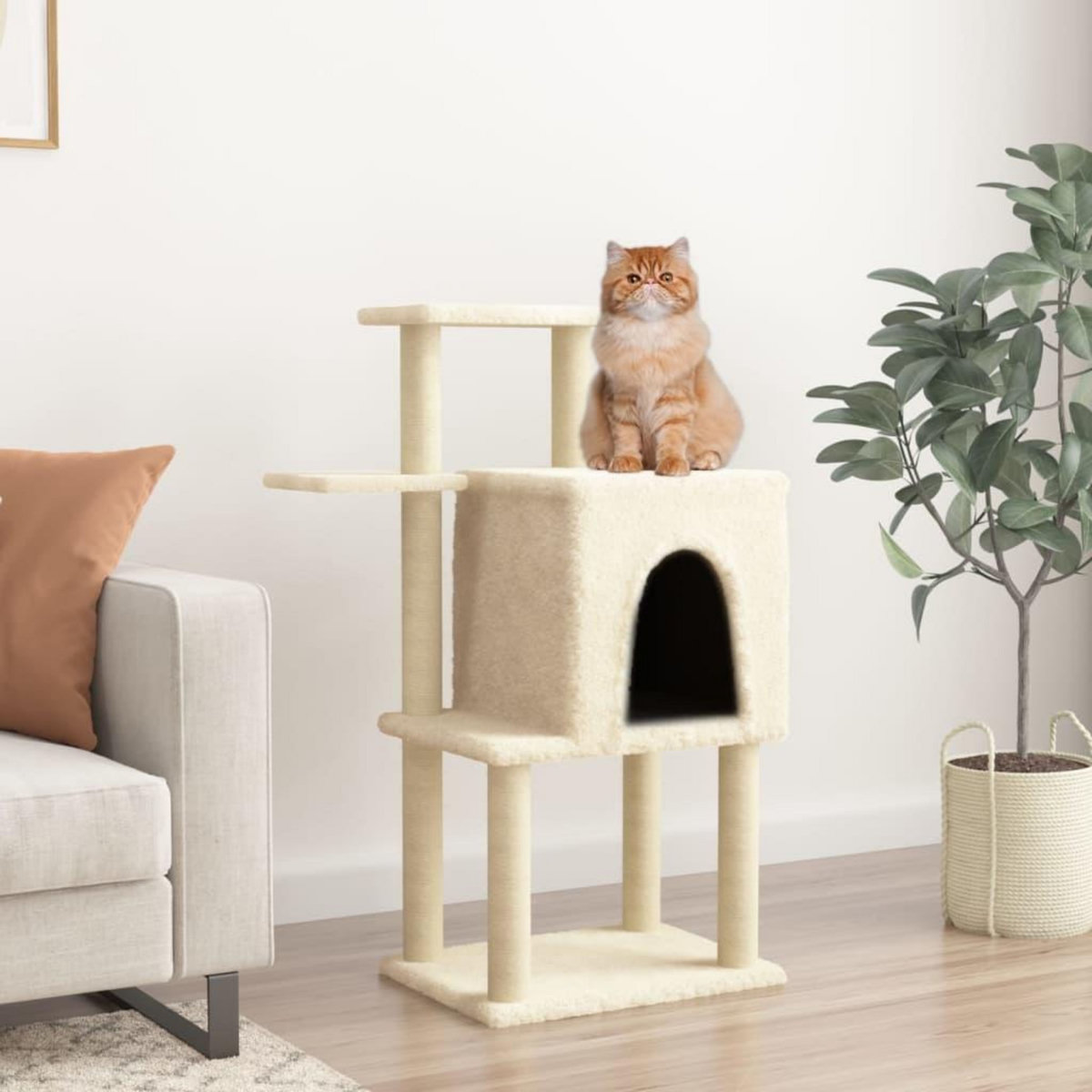 VIDAXL Arbre a chat avec griffoirs en sisal creme 97 cm