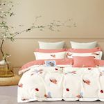 Home collection Parure housse de couette 100 % coton 57 fils Brévine. Coloris disponibles : Rose