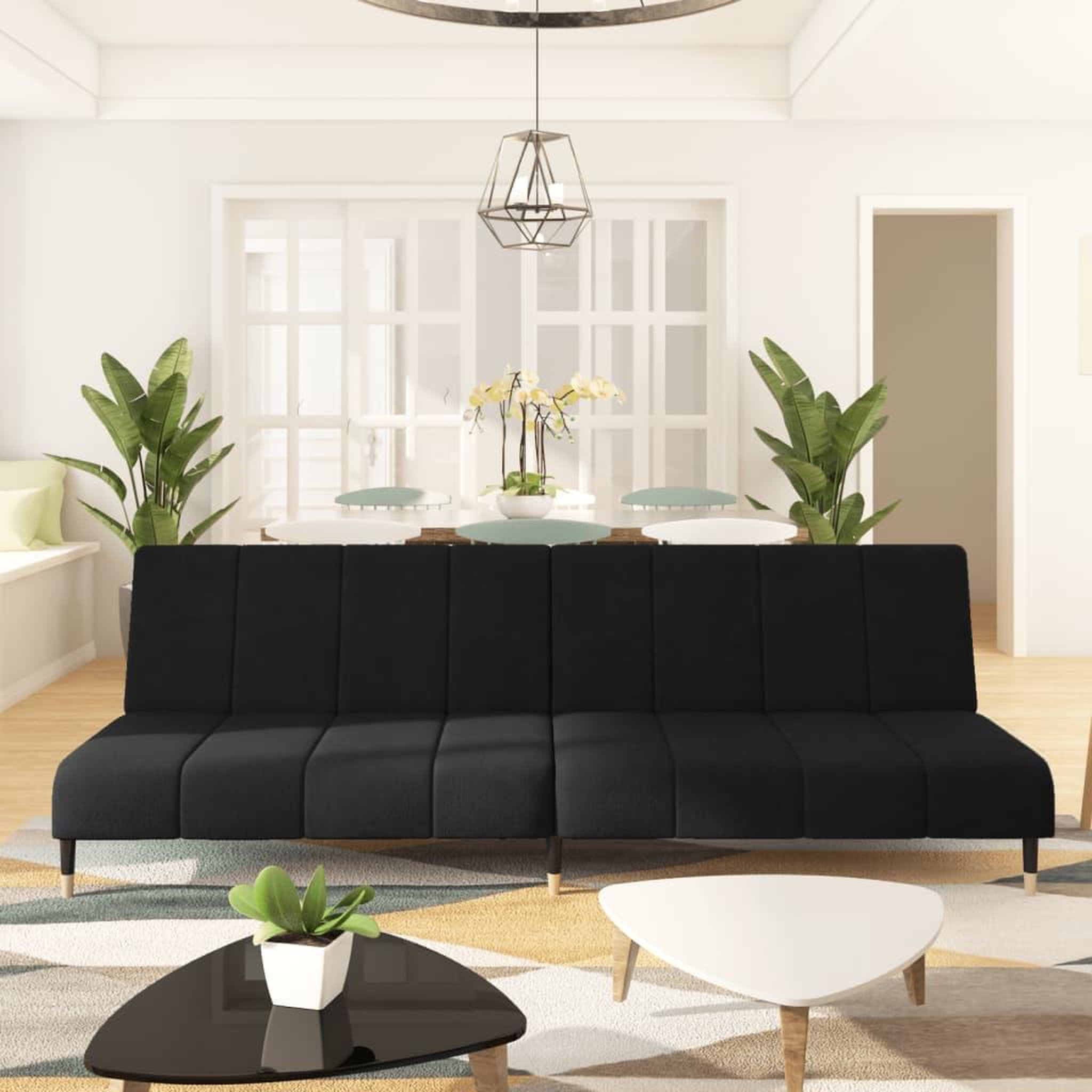 VIDAXL Canape-lit 2 places noir velours