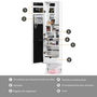 Voir la diapositive 6 : HOMCOM Armoire à bijoux avec miroir - 5 tiroirs coulissants, 2 compartiments latéraux avec crochets, rangement haut à bagues verrouillable - MDF blanc