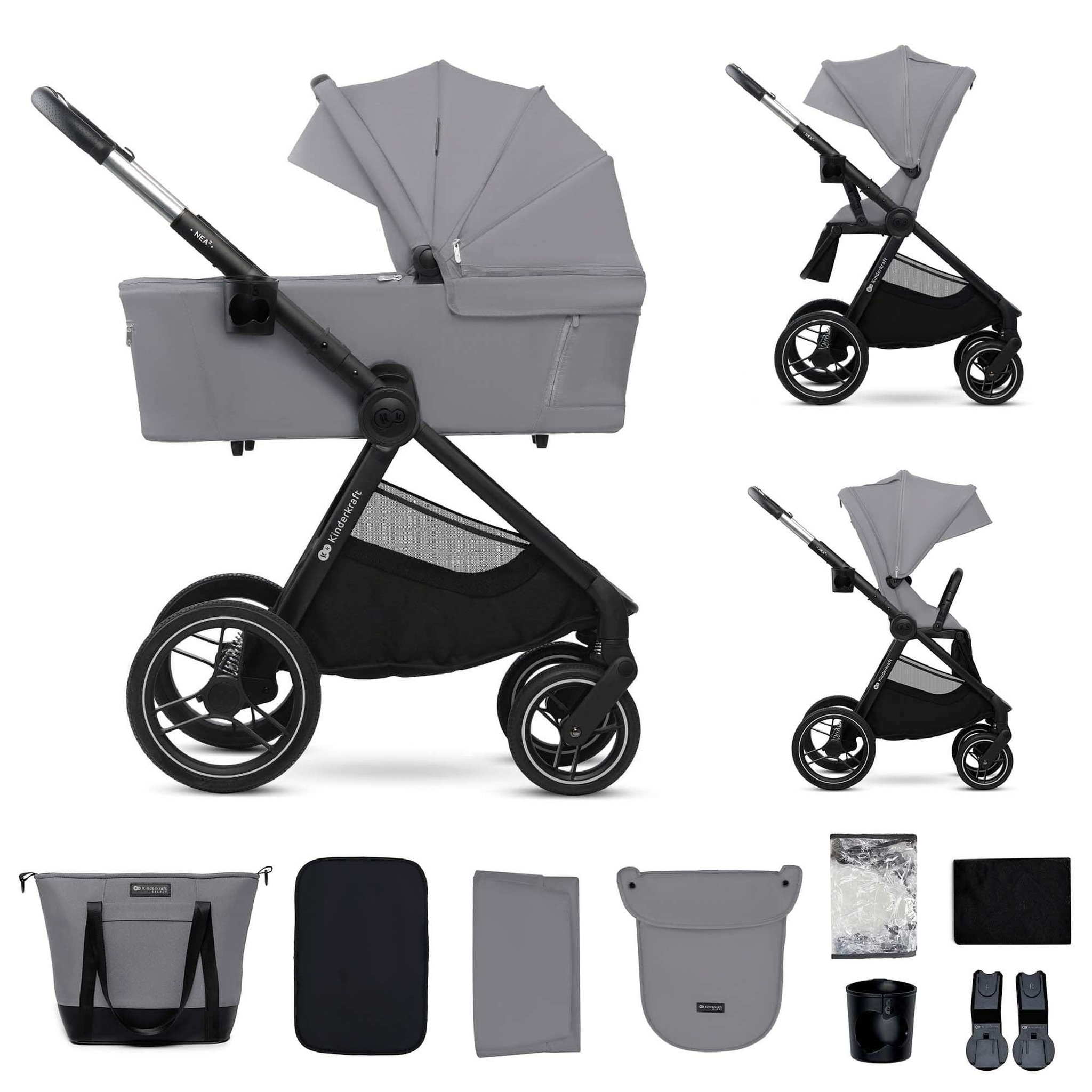 Voir la diapositive 1 : KINDERKRAFT Poussette combinée polyvalente 2 en 1 avec siège réversible à 27 kg
