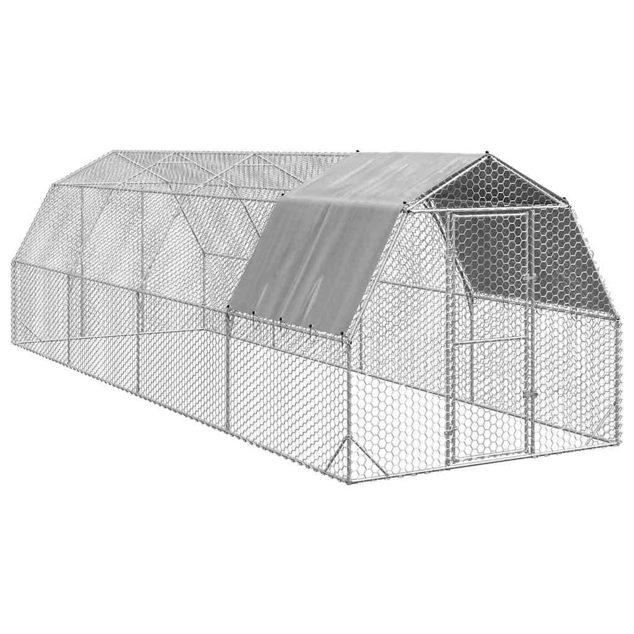 VIDAXL Poulailler avec toit 2,5x8x2,25 m acier galvanise