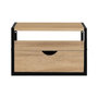 Voir la diapositive 3 : ID MARKET Lot de 2 tables de chevet murales DETROIT 1 tiroir + 1 tablette suspendus bois et métal noir design industriel