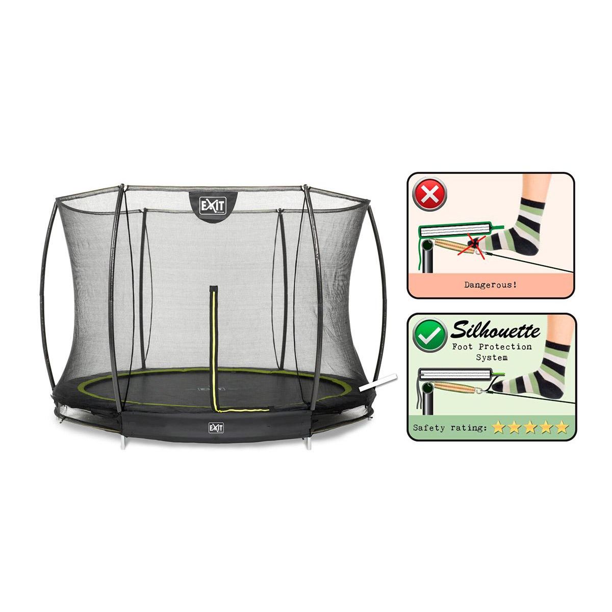 EXIT TOYS Trampoline enterré Silhouette Ø 3,05 m avec filet de sécurité Noir - Exit Toys