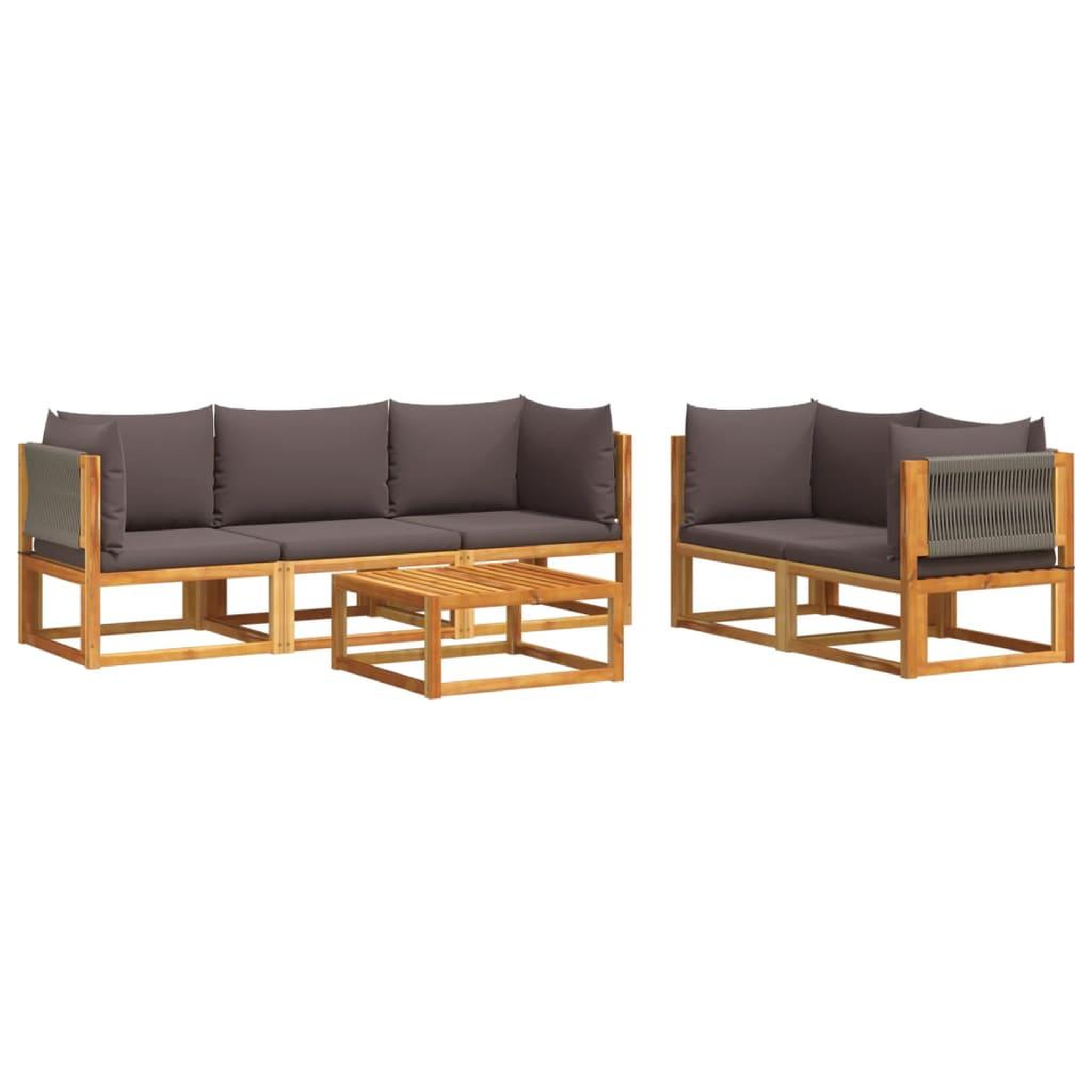 Voir la diapositive 2 : VIDAXL Salon de jardin avec coussins 6 pcs bois d'acacia solide