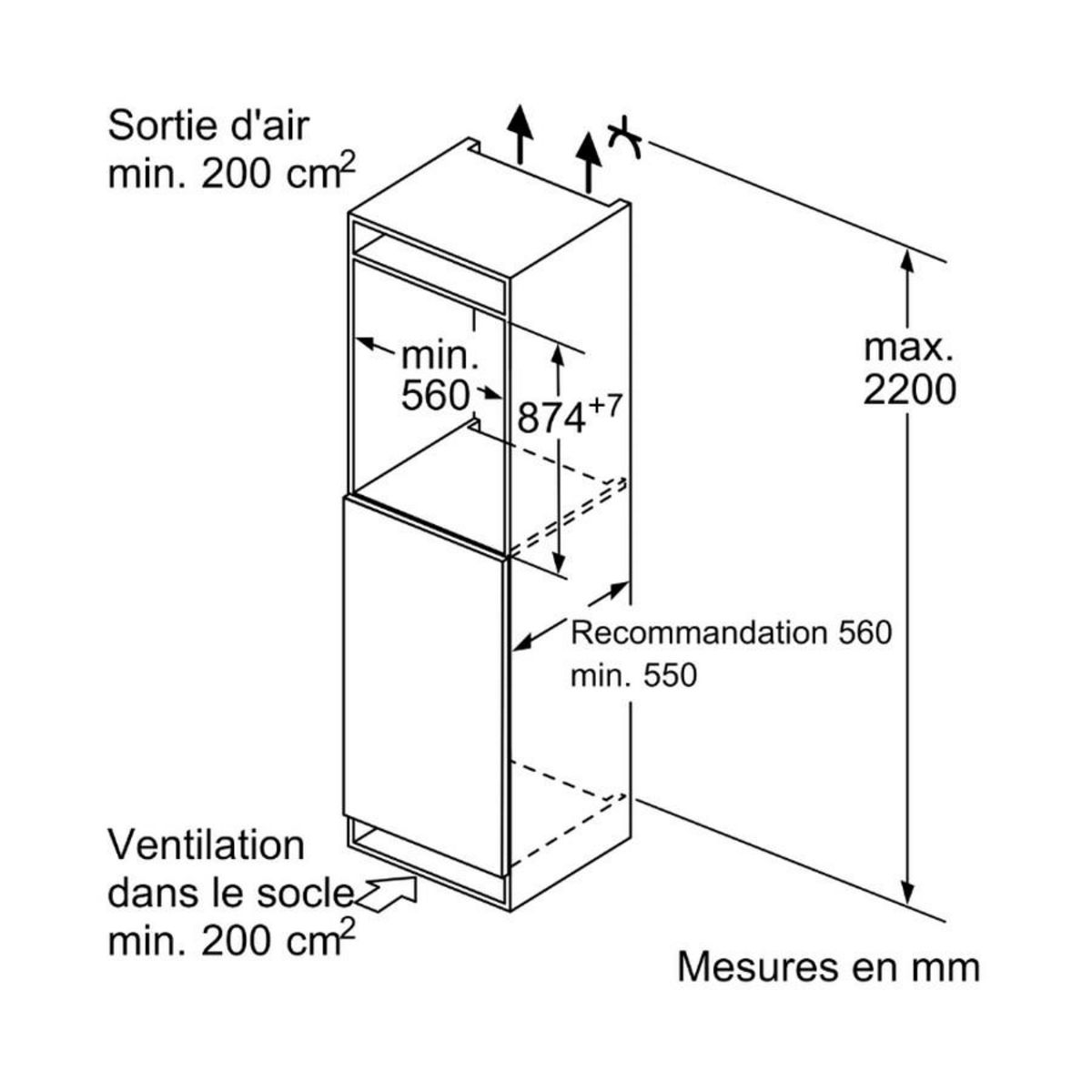 Siemens Réfrigérateur 1 porte intégrable à pantographe 119l - KI22LVFE0