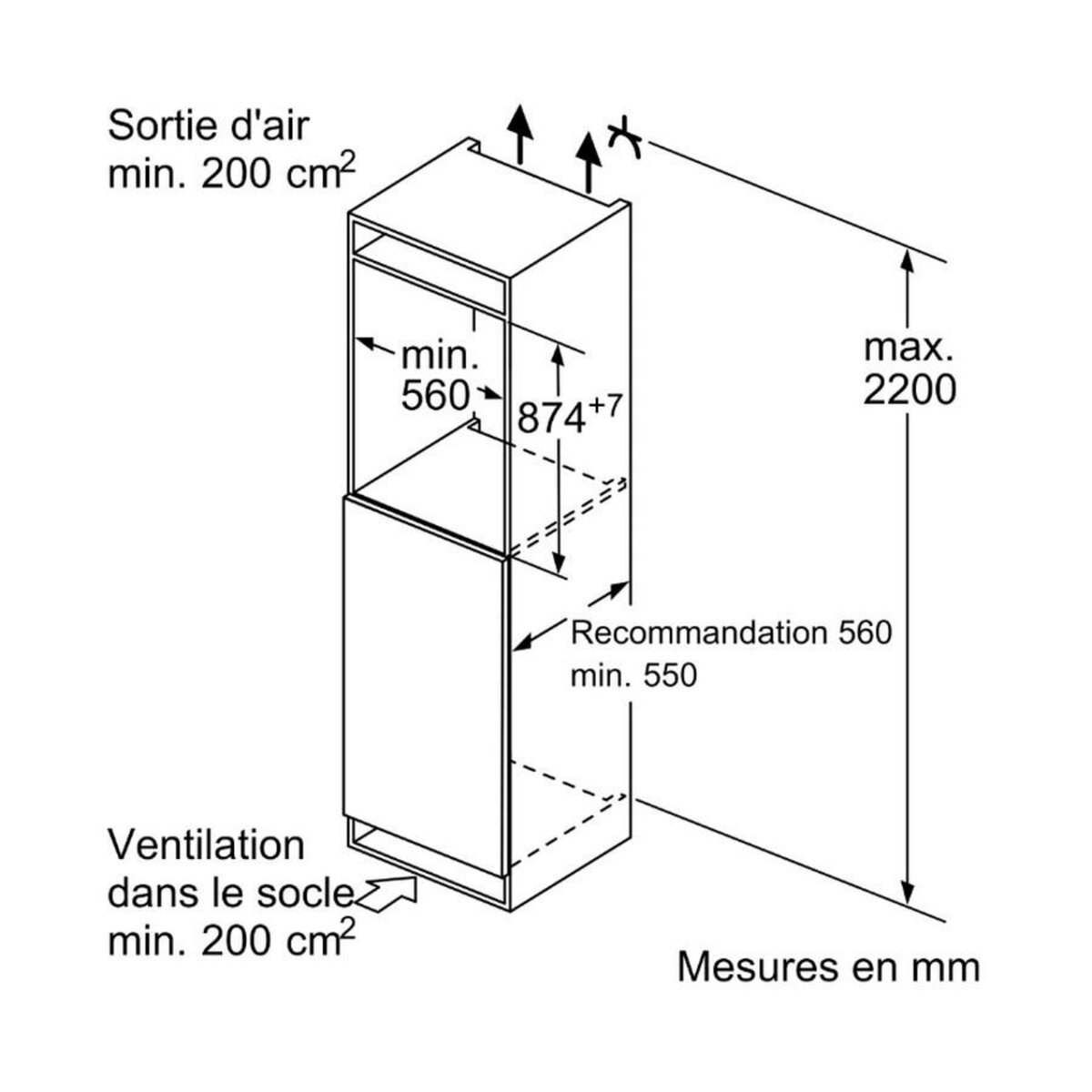 Siemens Réfrigérateur 1 porte intégrable à pantographe 119l - KI22LVFE0