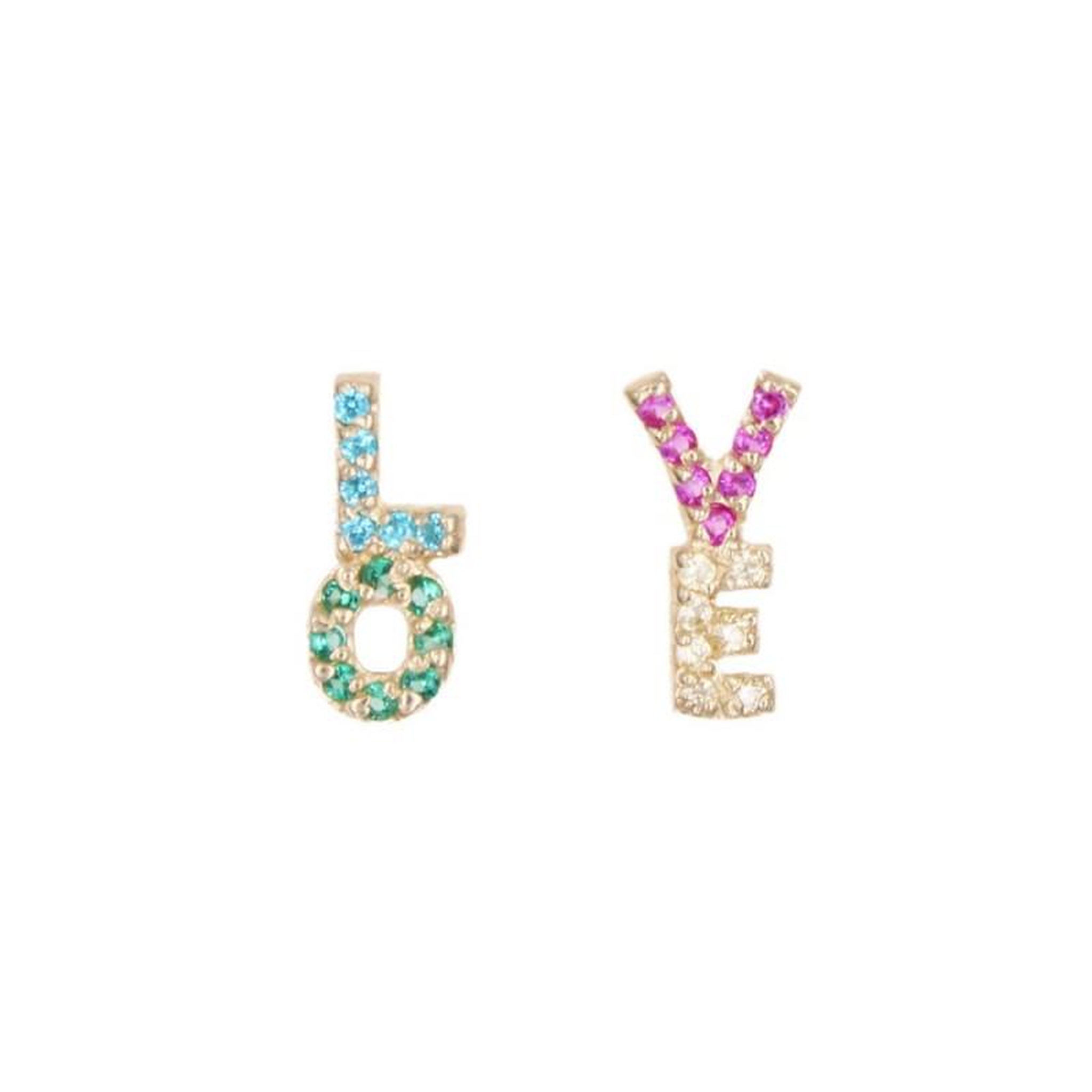 L'ATELIER D'AZUR Boucles d'Oreilles Or Jaune Zirconiums - LOVE