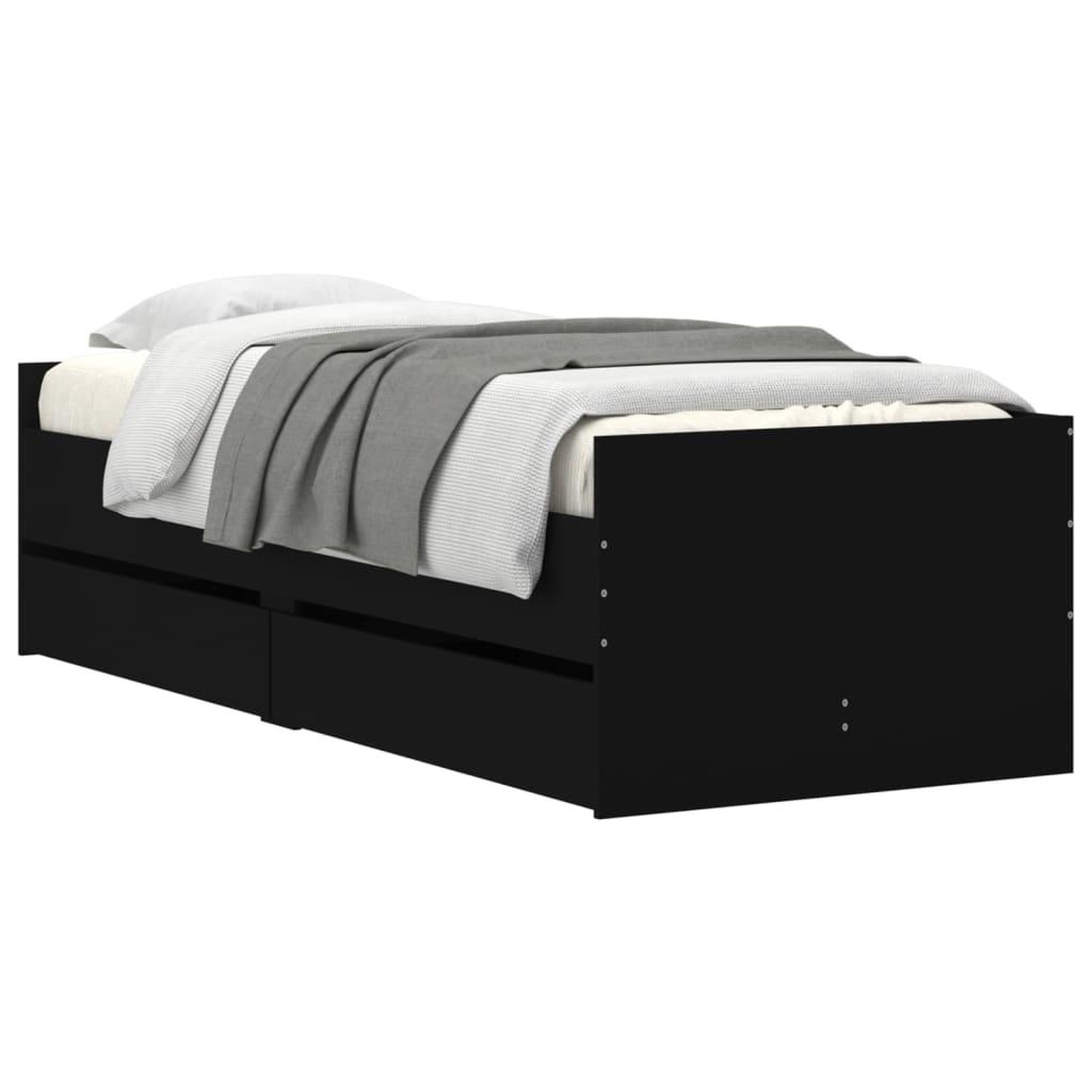 Voir la diapositive 3 : VIDAXL Cadre de lit avec tiroirs sans matelas noir 100x200 cm