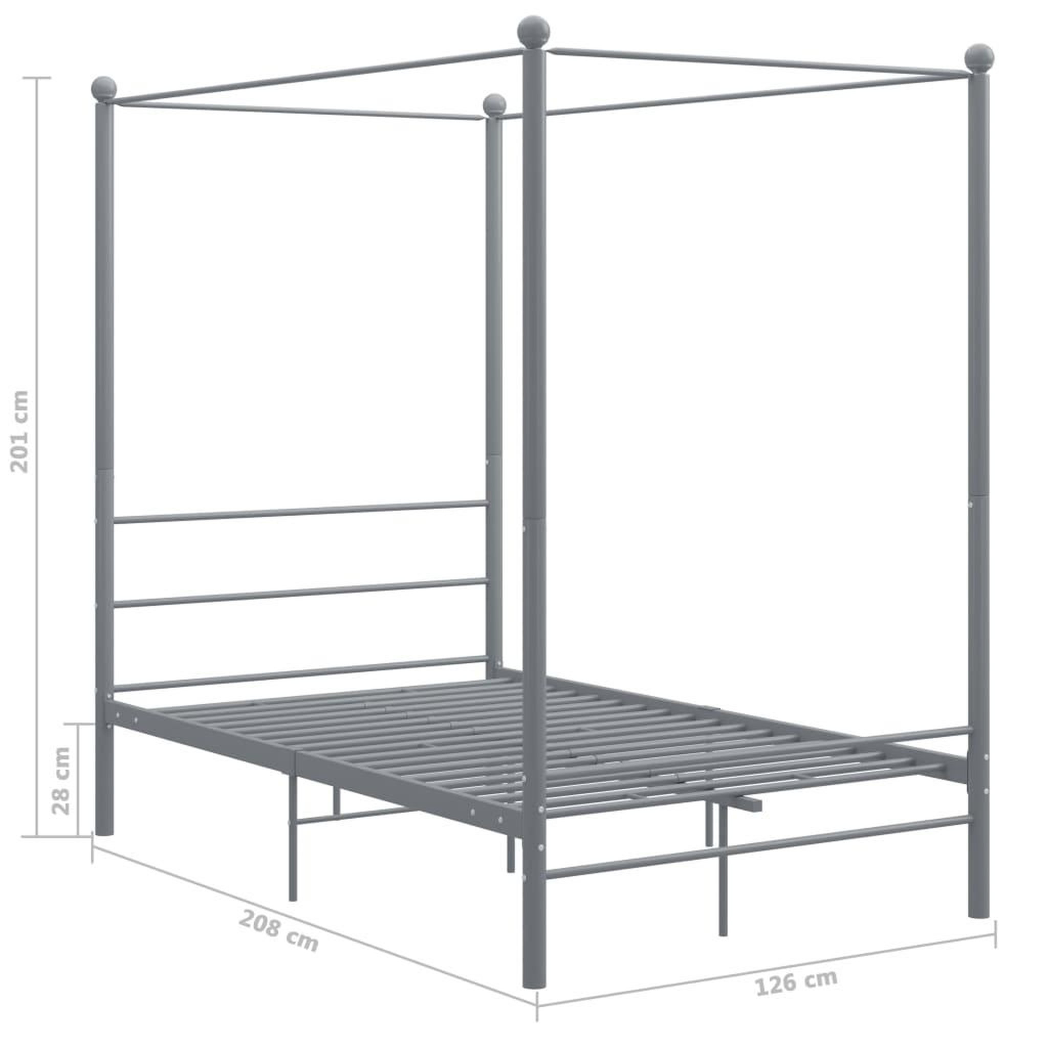 Voir la diapositive 6 : VIDAXL Cadre de lit a baldaquin Gris Metal 120x200 cm