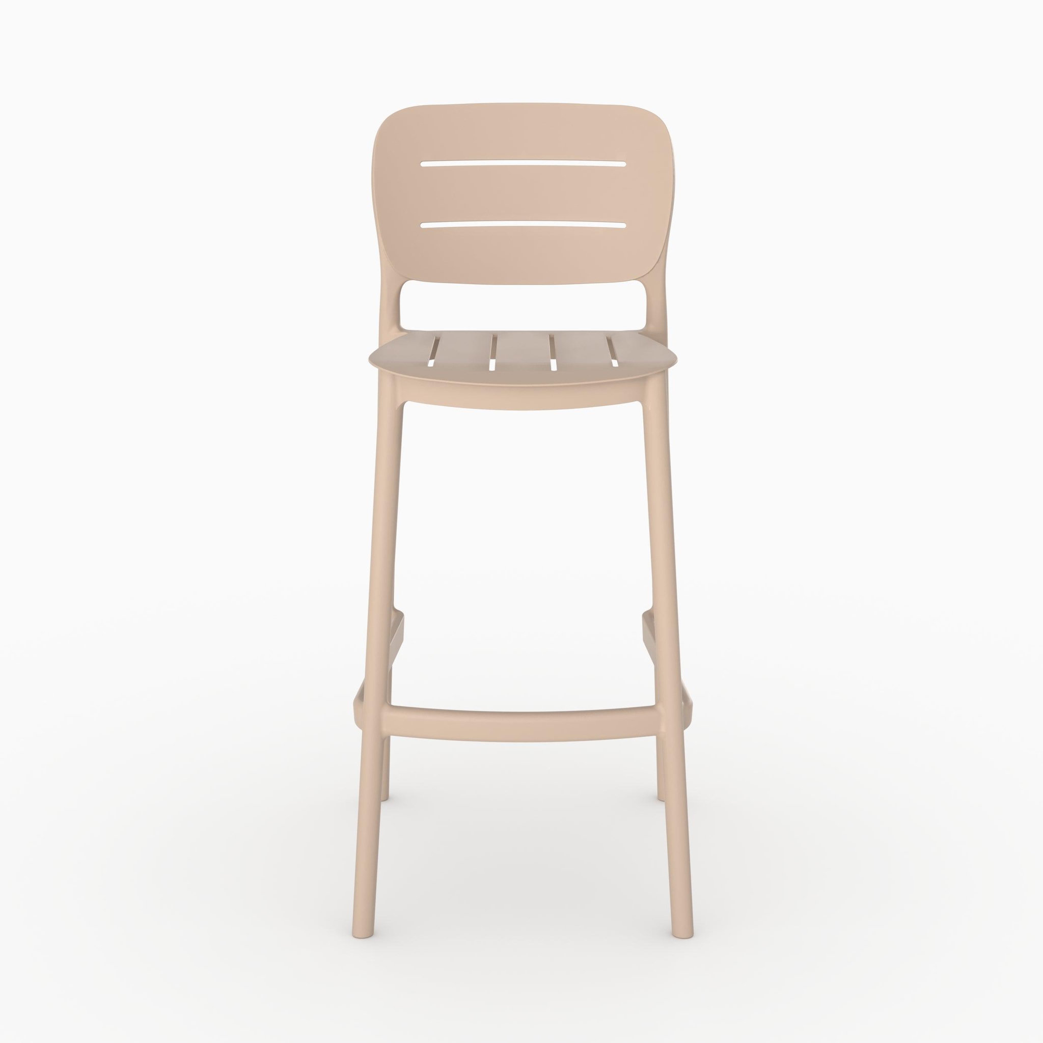 Voir la diapositive 3 : MAISON PAVANE Lot de 2 chaises de bar de jardin 75 cm en plastique beige-lola