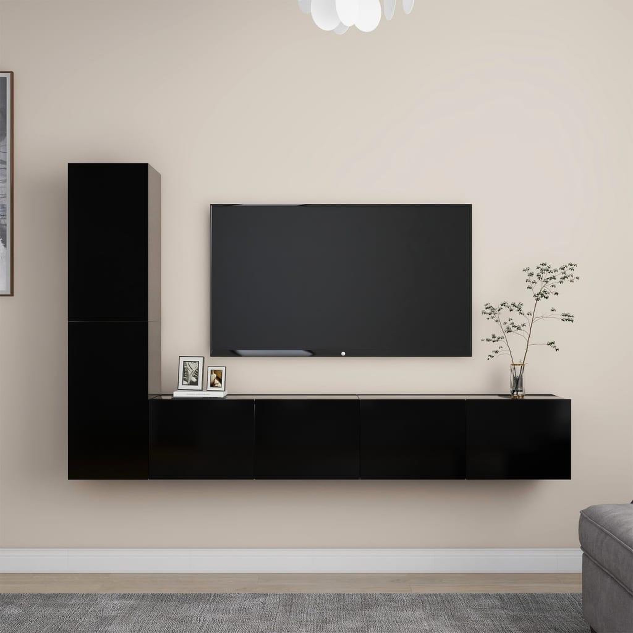 Voir la diapositive 1 : VIDAXL Ensemble de meubles TV 4 pcs Noir Bois d'ingenierie