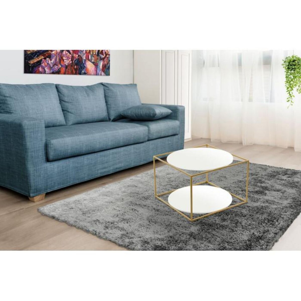 Paris Prix Table d'Appoint Design  Cody  50cm Blanc & Or