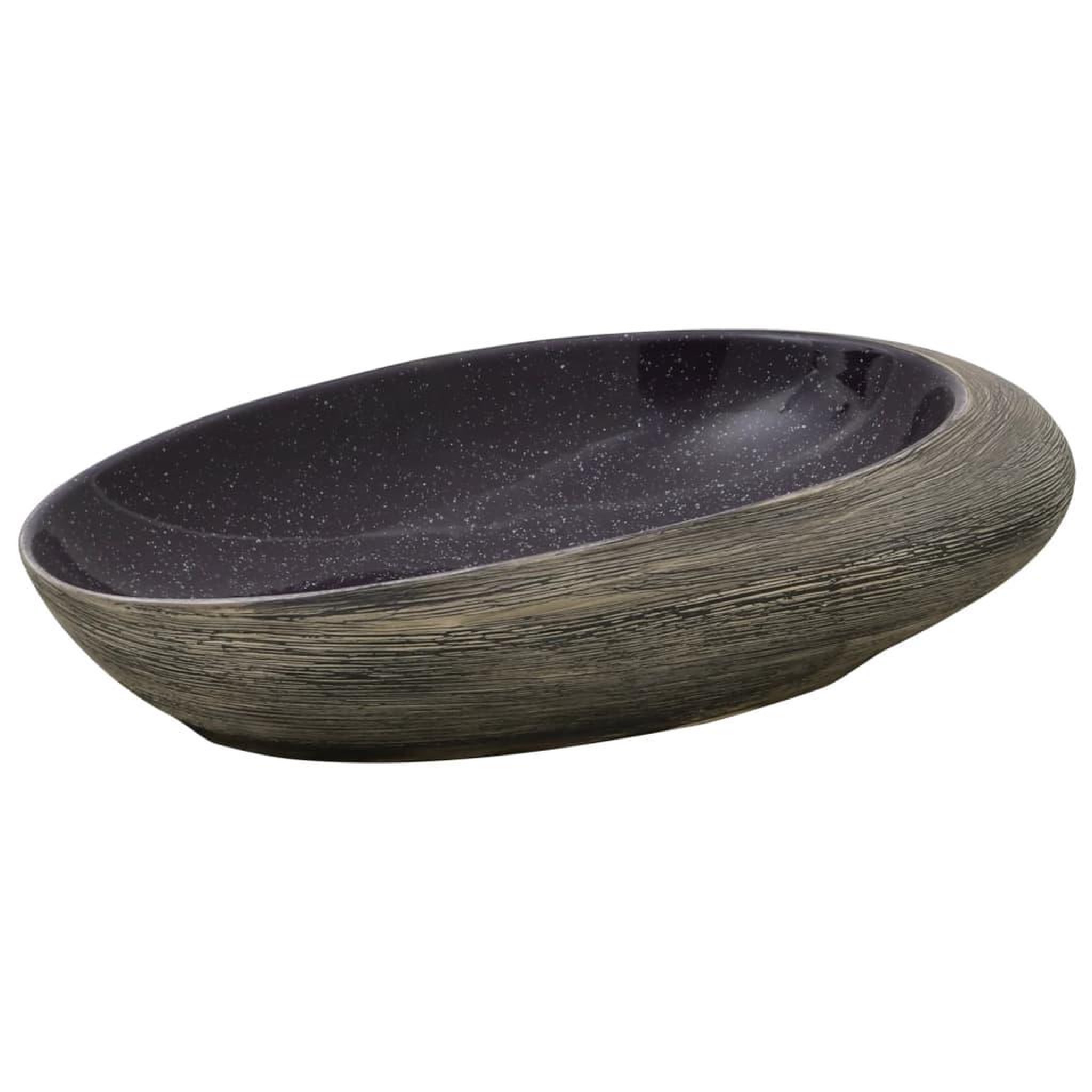 Voir la diapositive 2 : VIDAXL Vasque a poser violet et gris ovale 59x40x14 cm ceramique