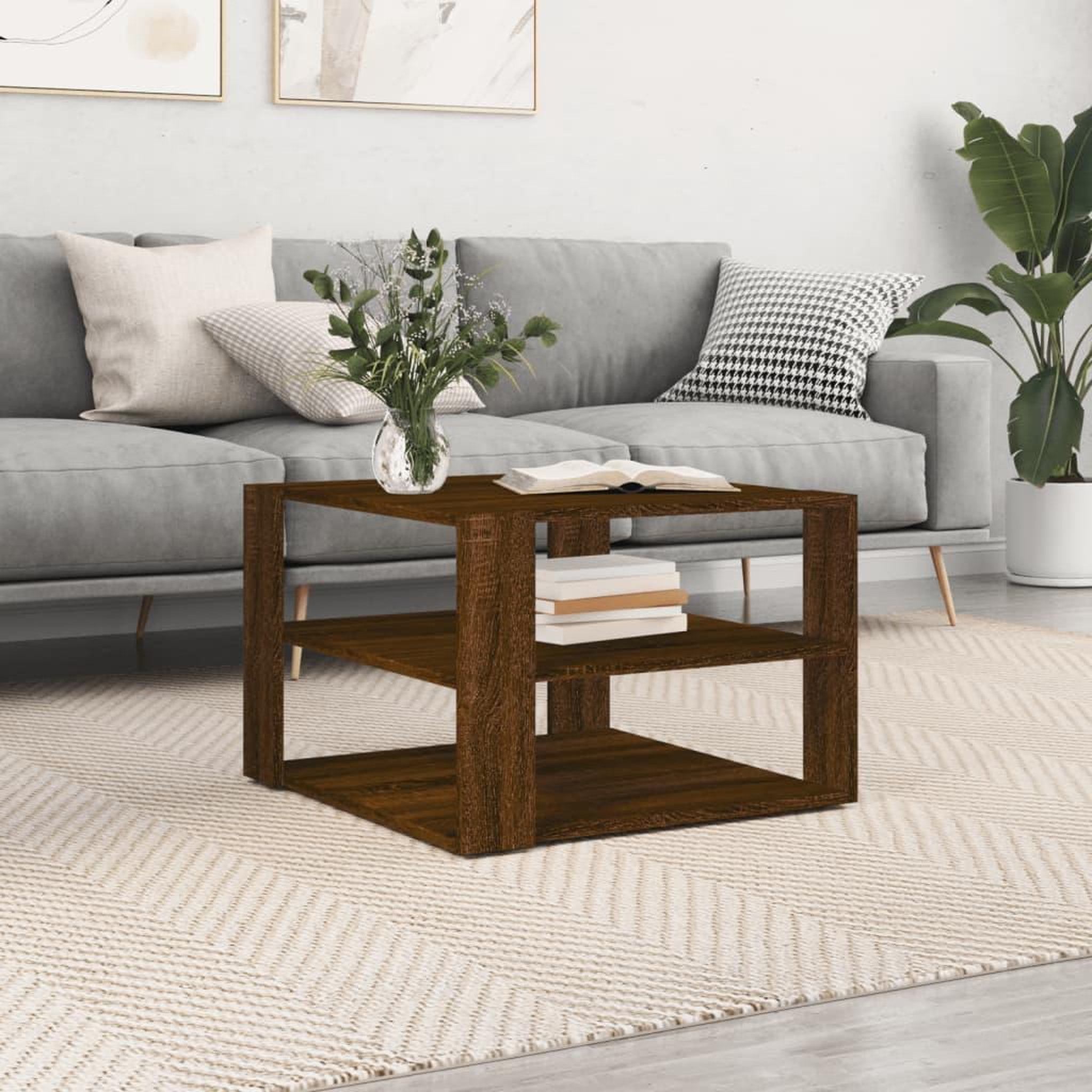 VIDAXL Table basse chene marron 59,5x59,5x40 cm bois d'ingenierie