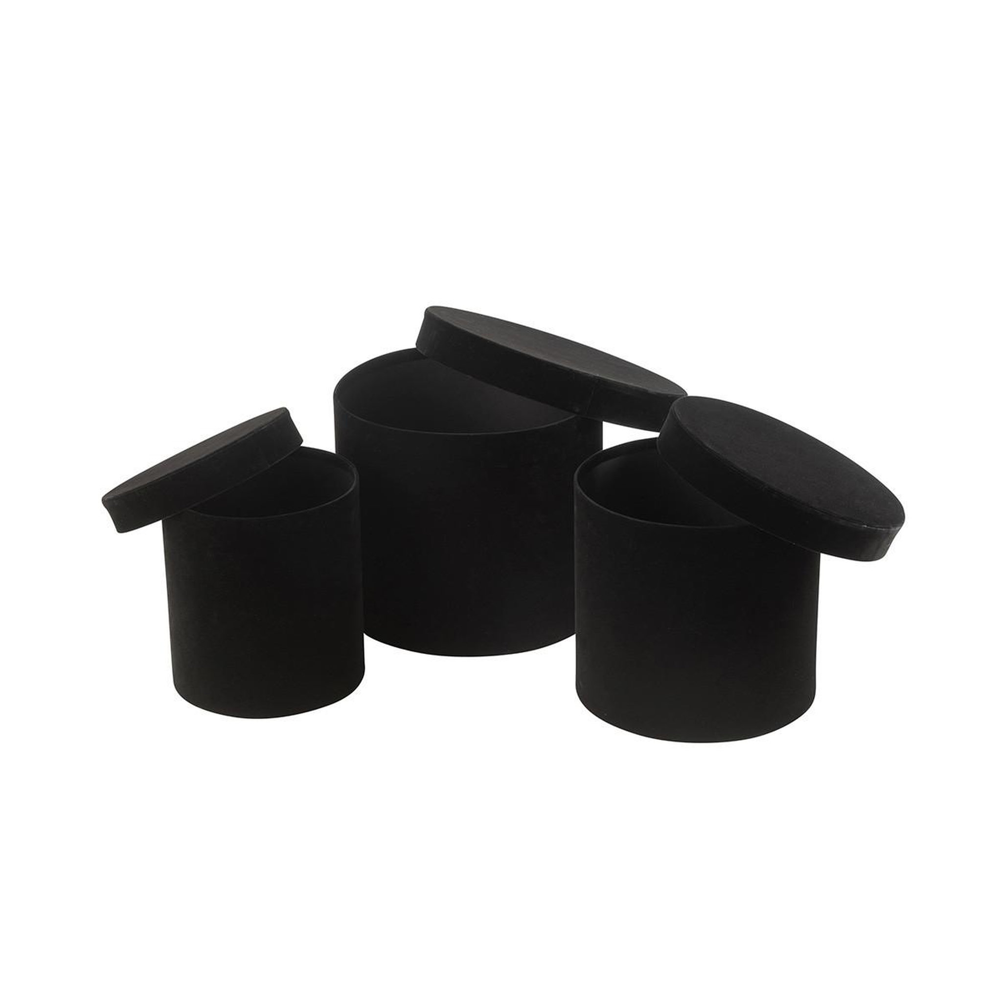 Voir la diapositive 3 : J-LINE Lot de 3 boîtes de rangement rondes  vaughn  27cm noir