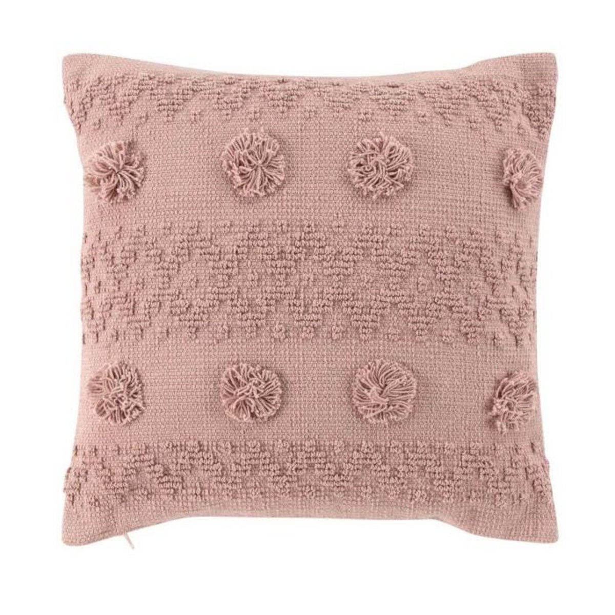 Paris Prix Coussin Déco à Pompons  Alenia  40x40cm Rose