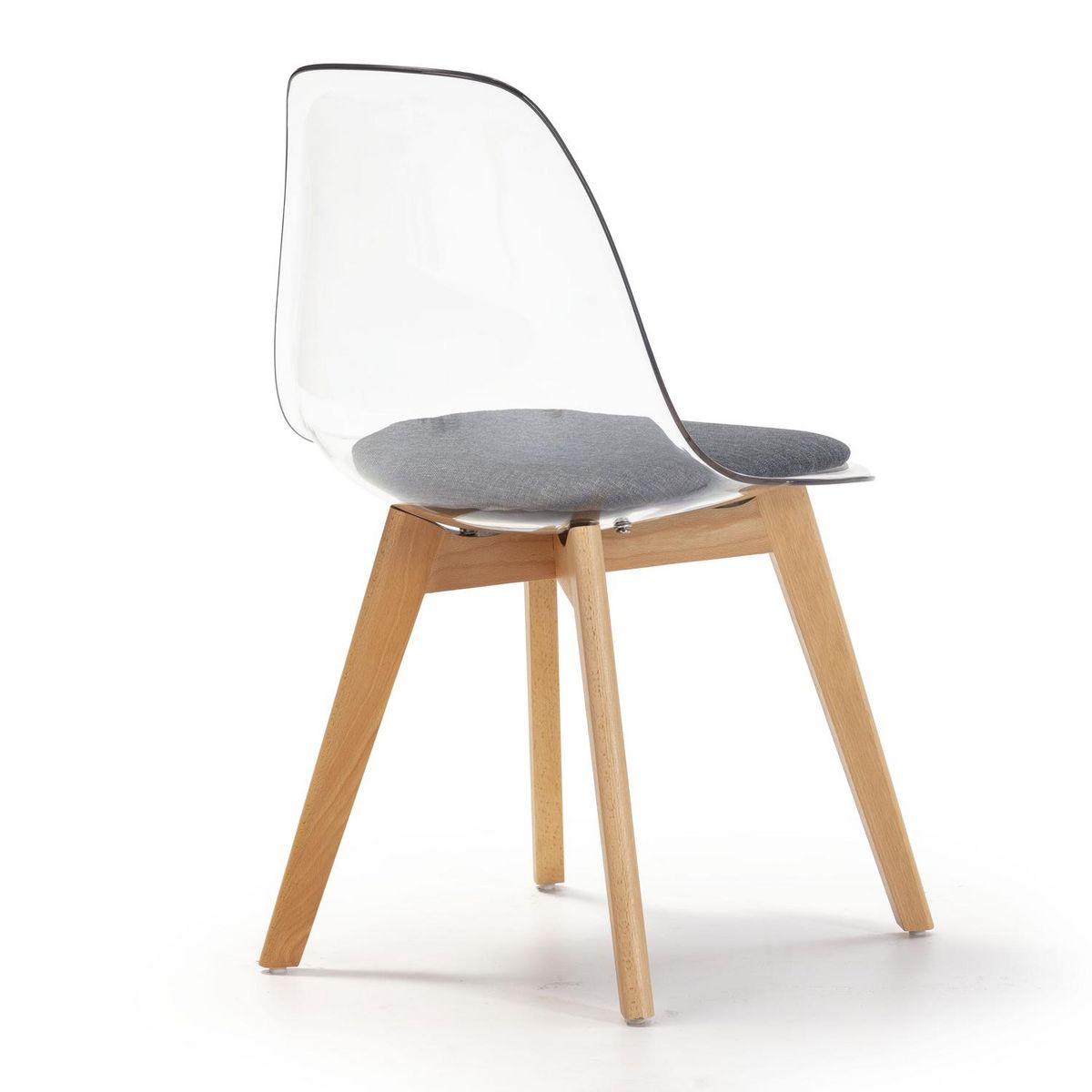 VS VENTA-STOCK Pack 2 chaises Salle à Manger Transparentes Bruno, Coussin, 54 cm x 49 cm x 84 cm