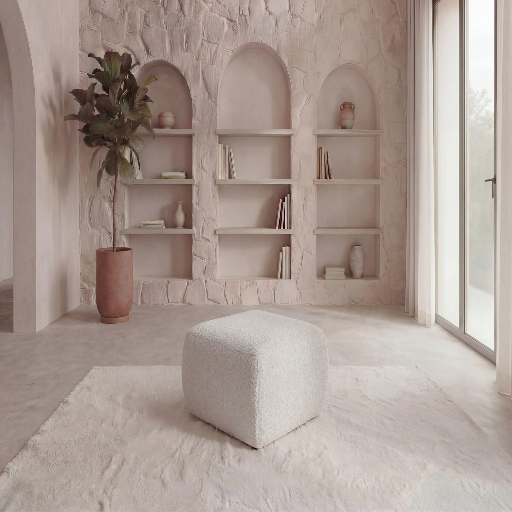 Voir la diapositive 6 : CASANOVA PARIS Ariel - pouf en tissu bouclette 80x80x40