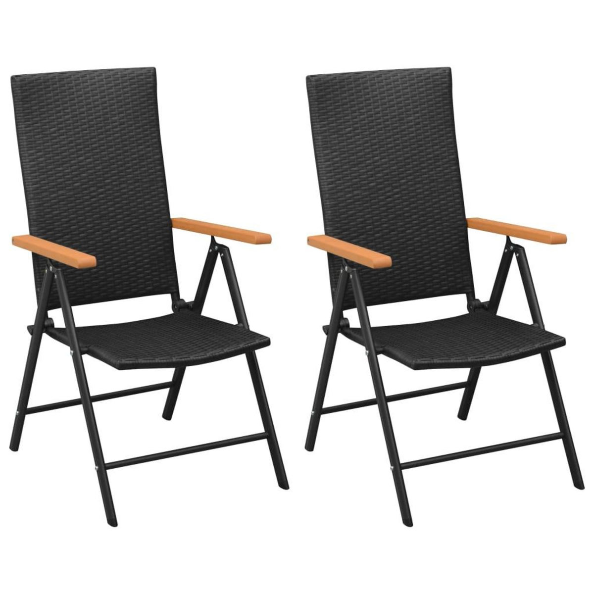 VIDAXL Ensemble a manger de jardin 3 pcs noir et marron