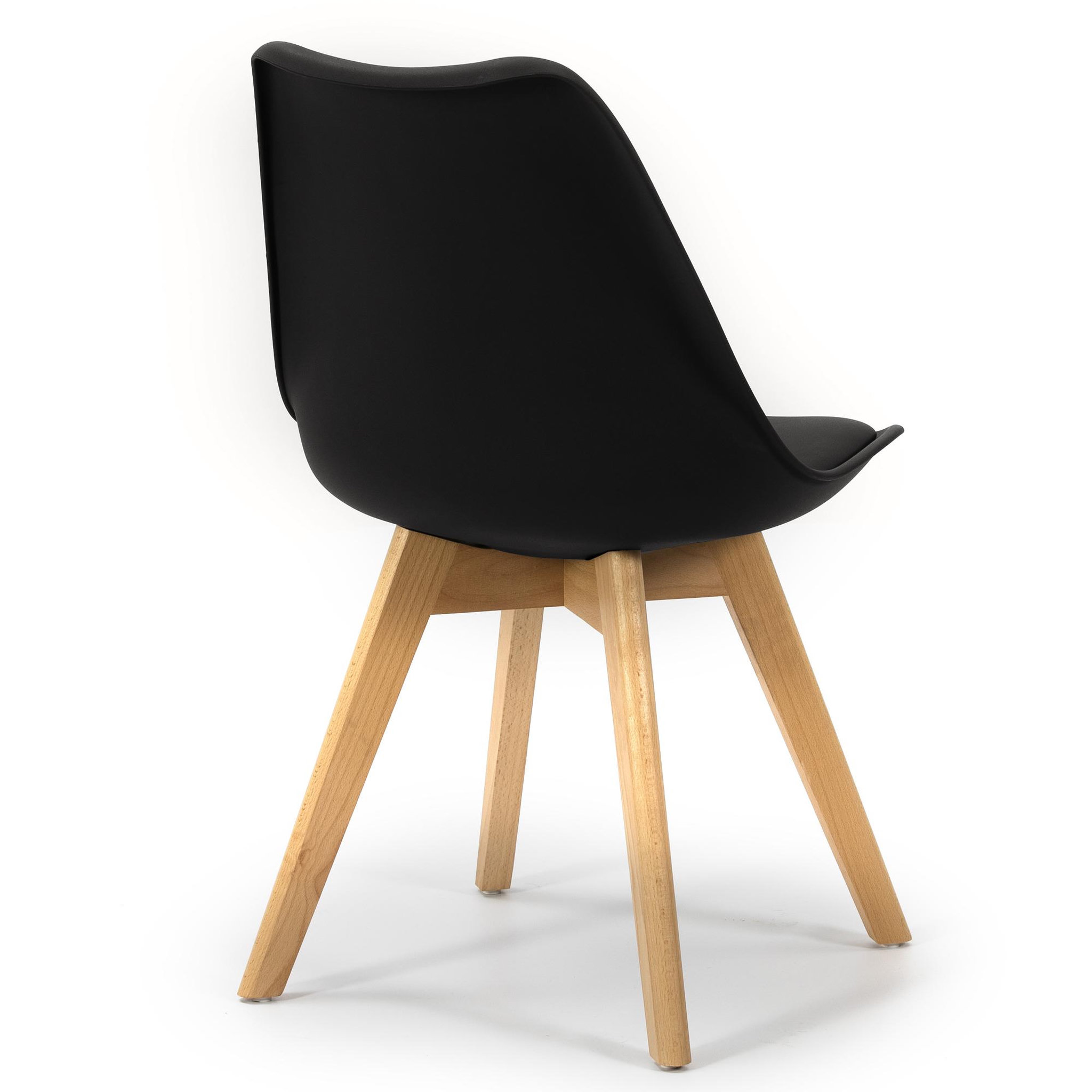Voir la diapositive 3 : VS VENTA-STOCK Lot de 2 Chaises Klara Noir tapissées en Cuir synthétique avec Pieds Bois