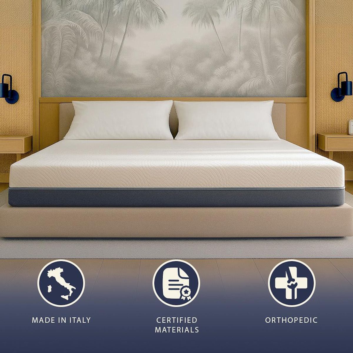 THE WHITE STONE Matelas 80x190 en Mémoire de Forme & Waterfoam | Hauteur 22 cm | Orthopédique, Hypoallergénique & Anti-acariens | Déhoussable & Respirant